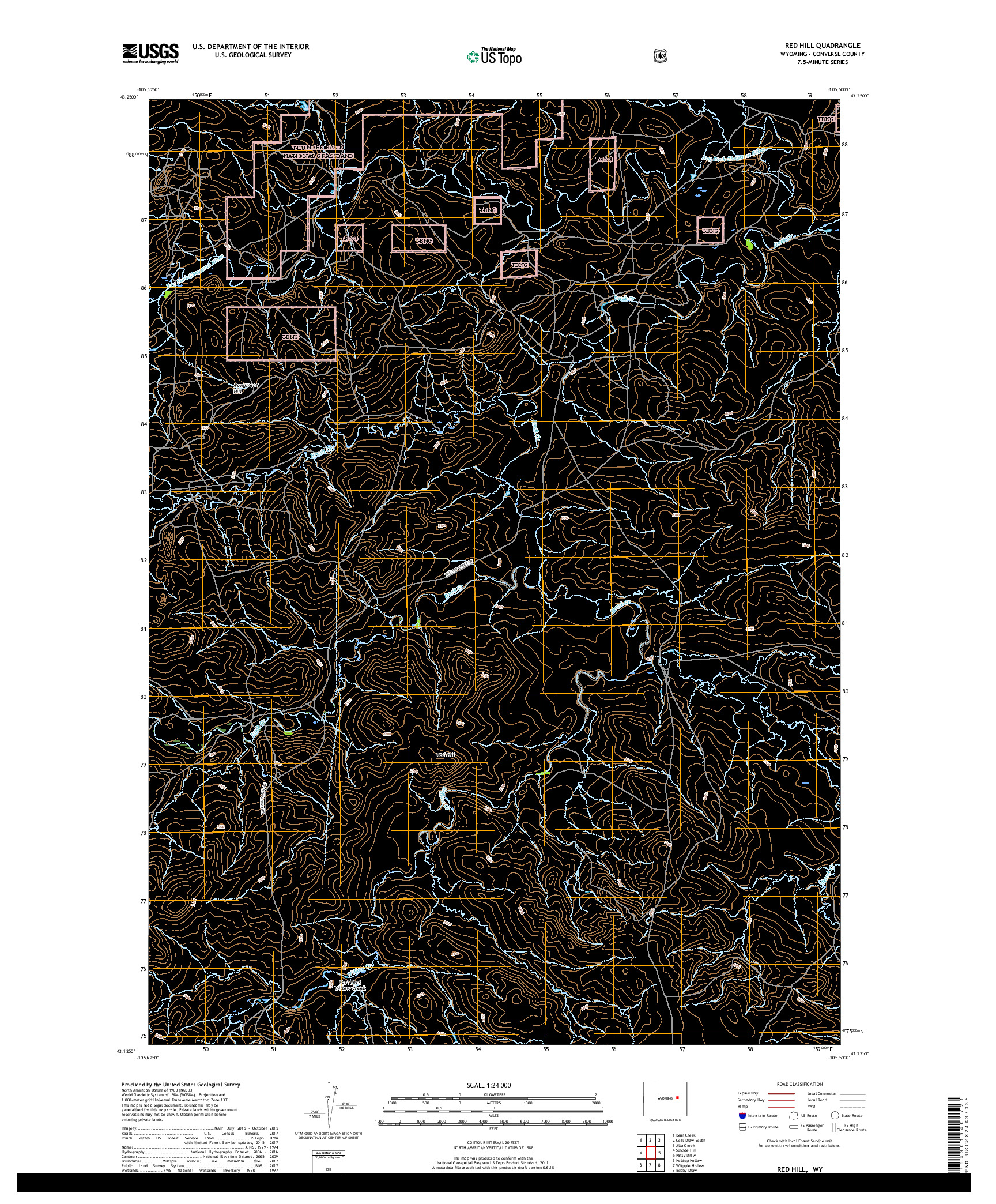 USGS US TOPO 7.5-MINUTE MAP FOR RED HILL, WY 2017