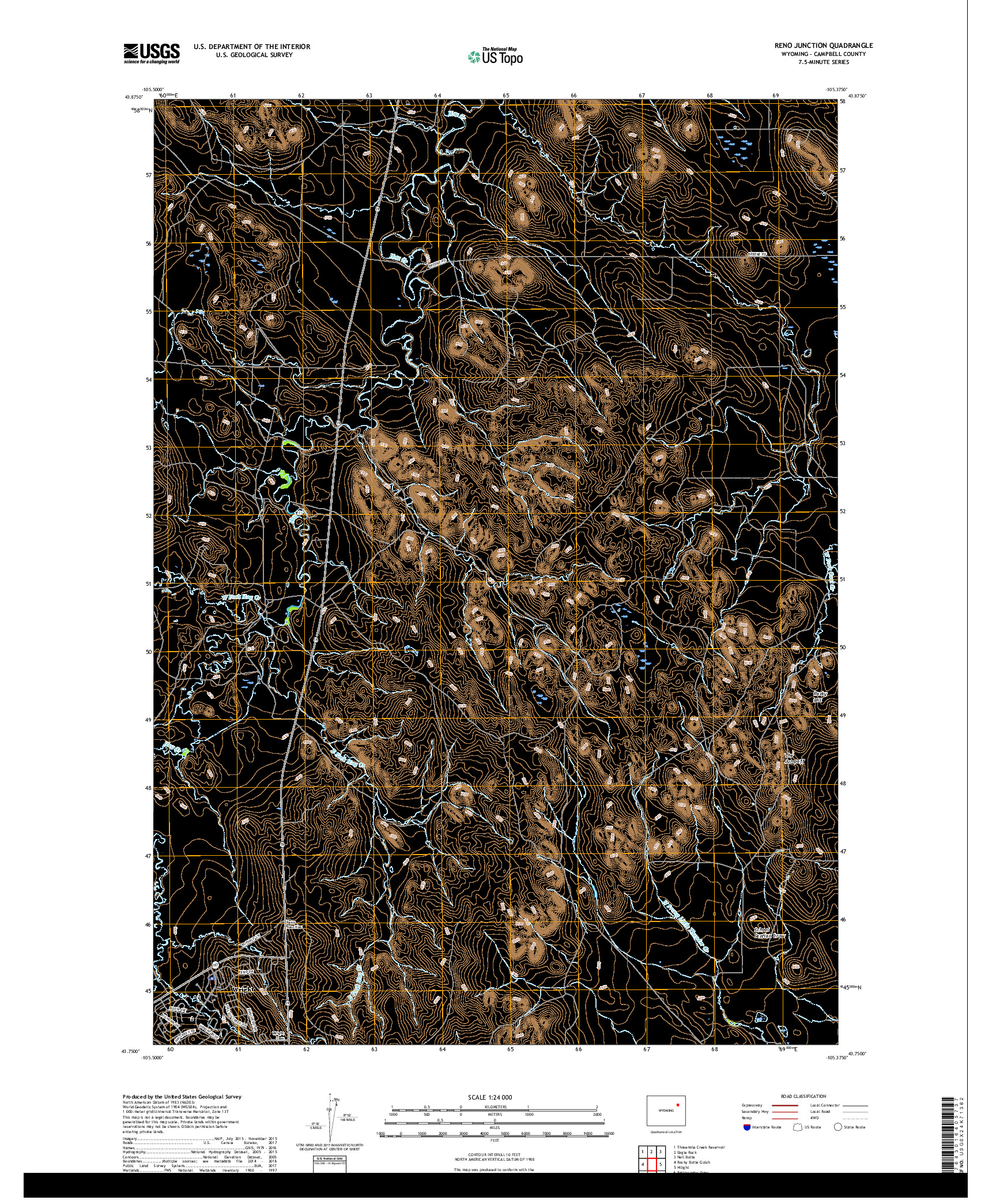 USGS US TOPO 7.5-MINUTE MAP FOR RENO JUNCTION, WY 2017