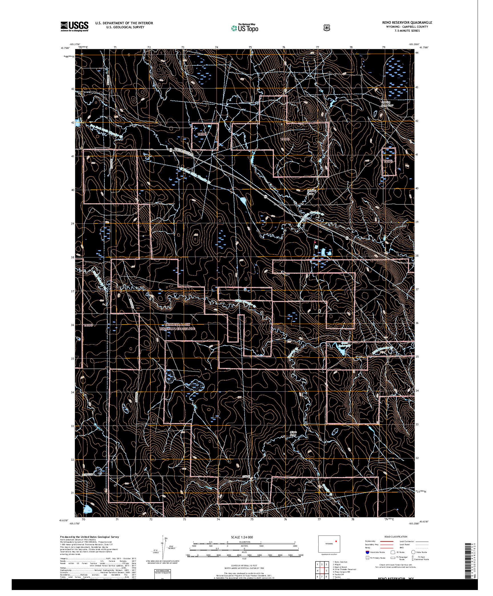 USGS US TOPO 7.5-MINUTE MAP FOR RENO RESERVOIR, WY 2017