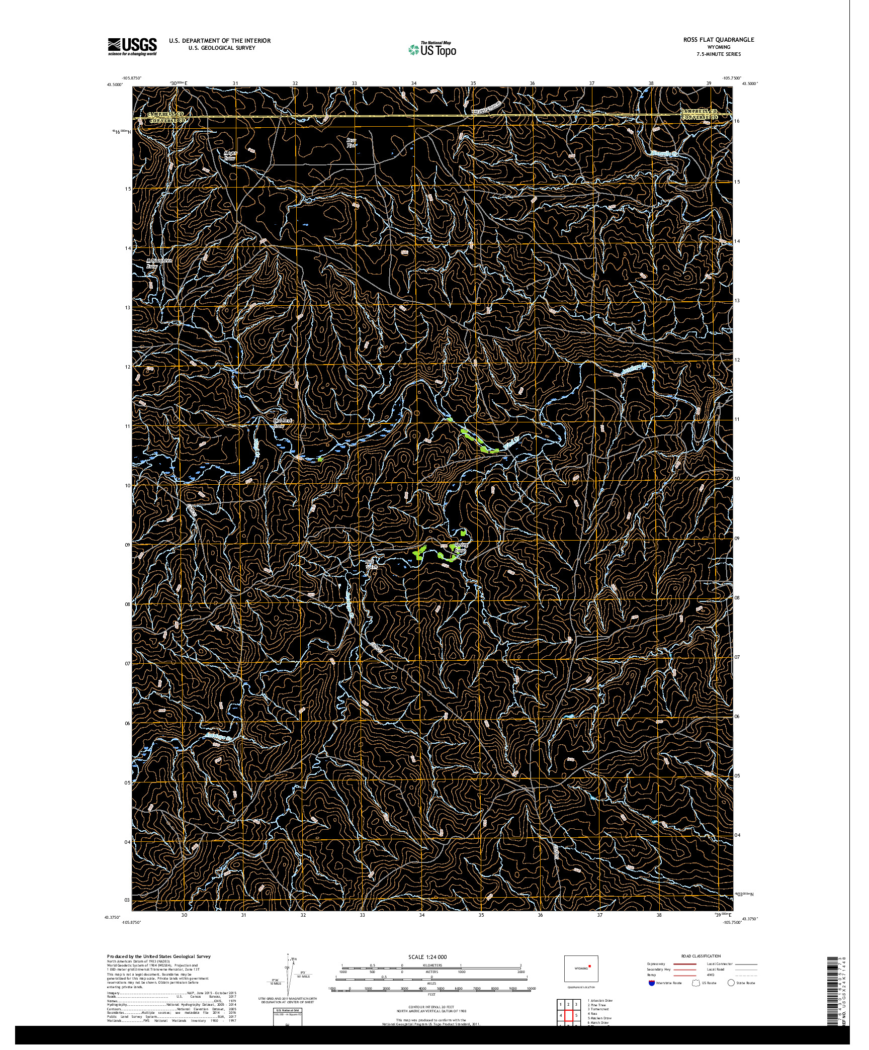 USGS US TOPO 7.5-MINUTE MAP FOR ROSS FLAT, WY 2017