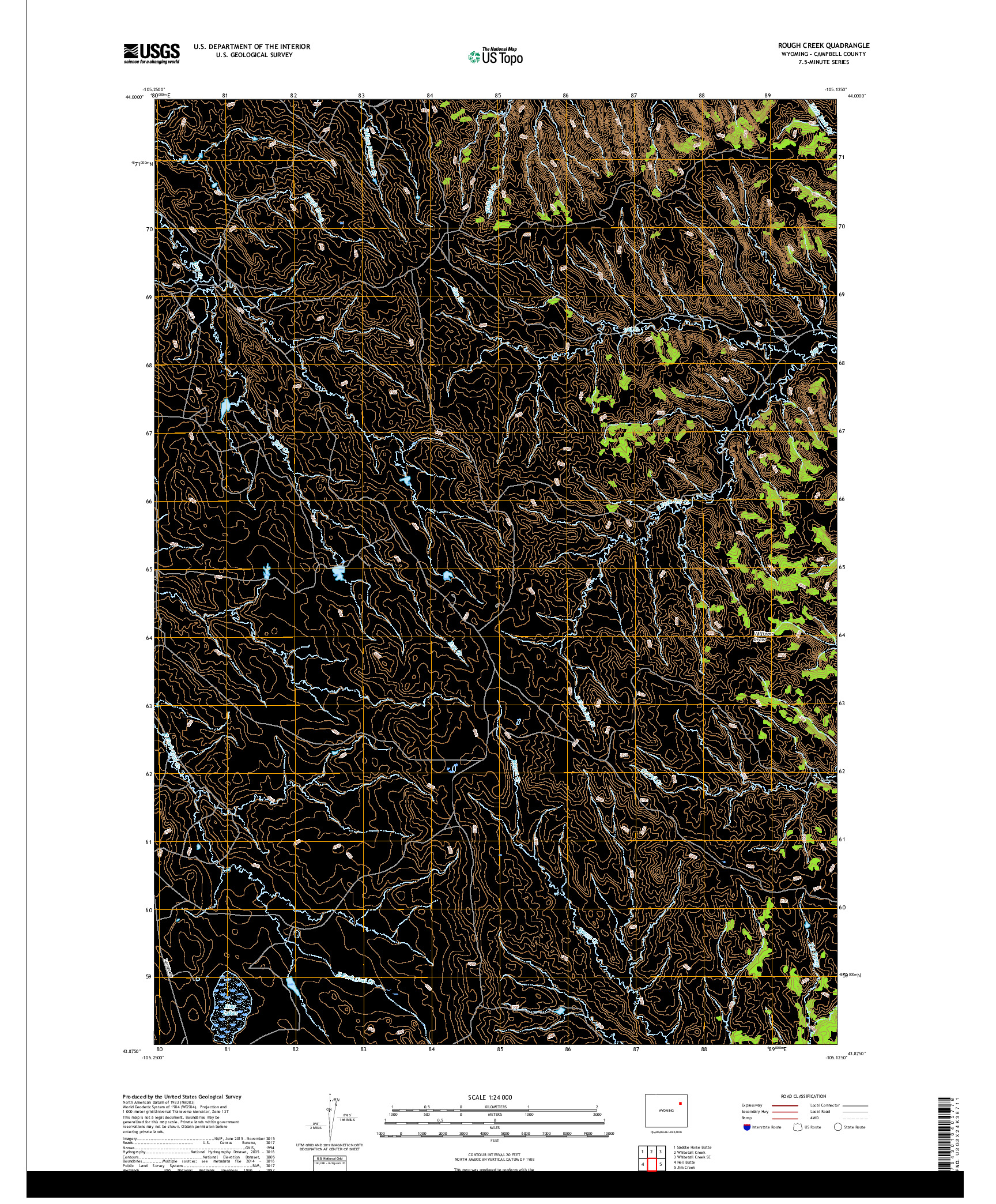 USGS US TOPO 7.5-MINUTE MAP FOR ROUGH CREEK, WY 2017