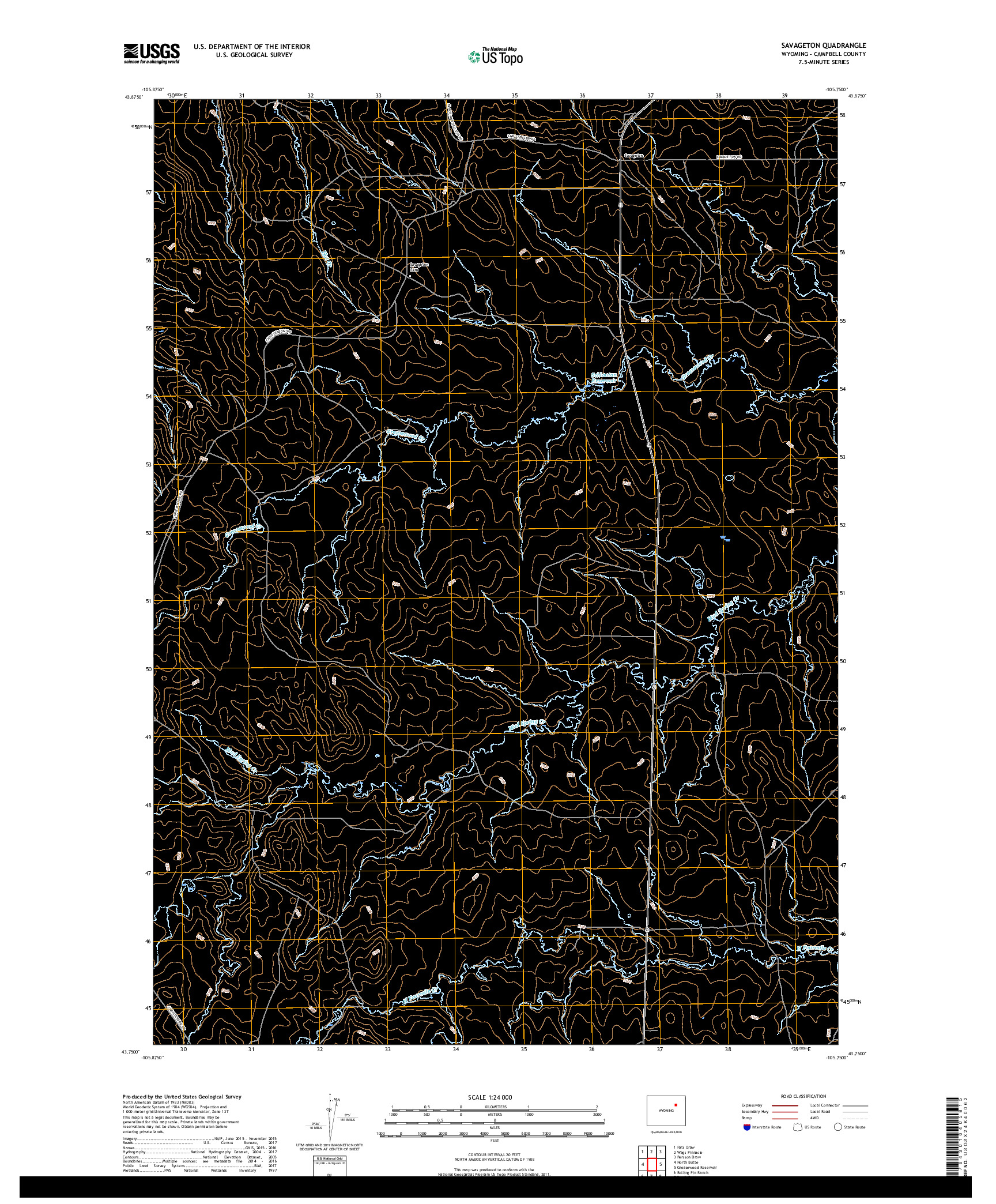 USGS US TOPO 7.5-MINUTE MAP FOR SAVAGETON, WY 2017