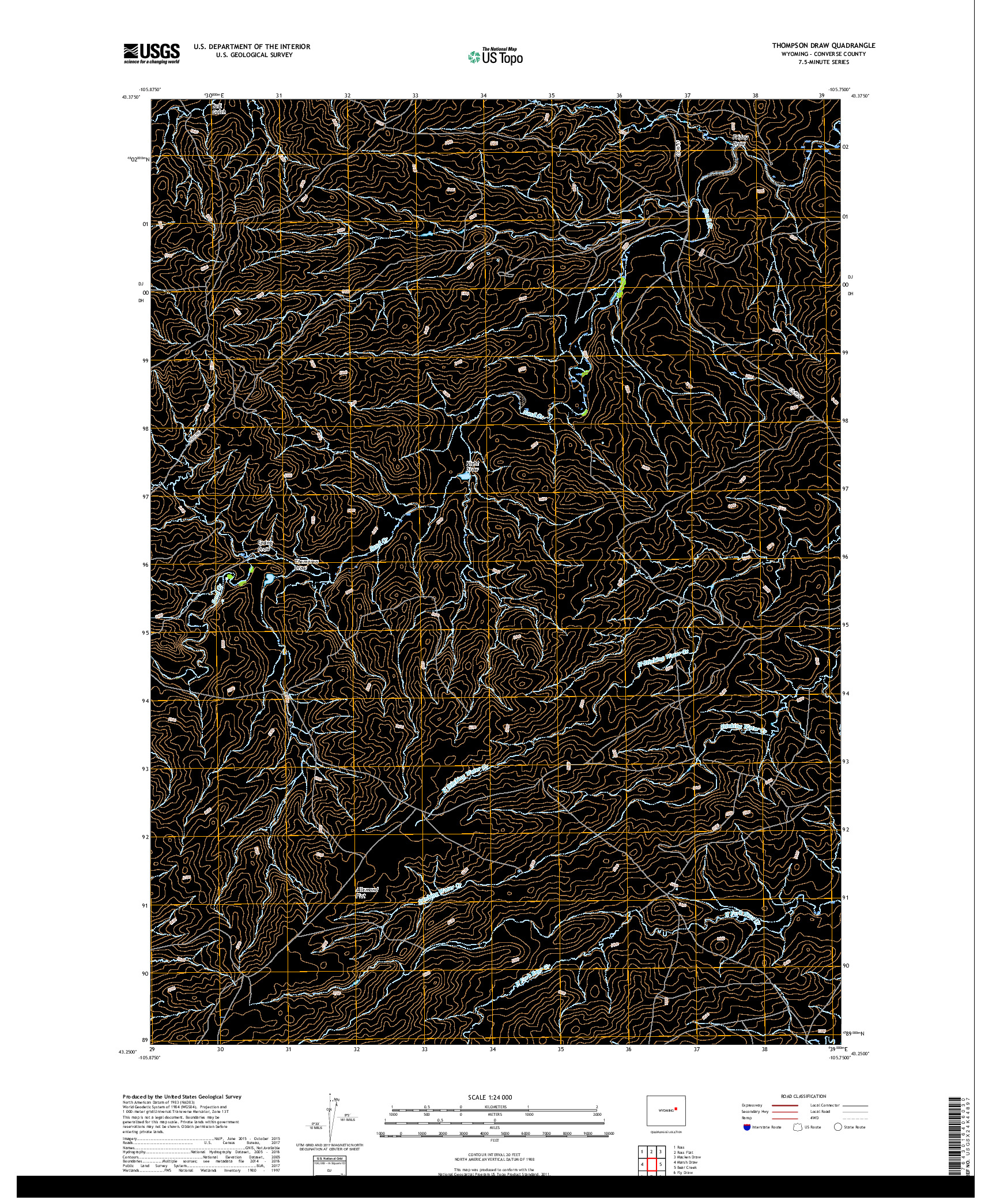 USGS US TOPO 7.5-MINUTE MAP FOR THOMPSON DRAW, WY 2017