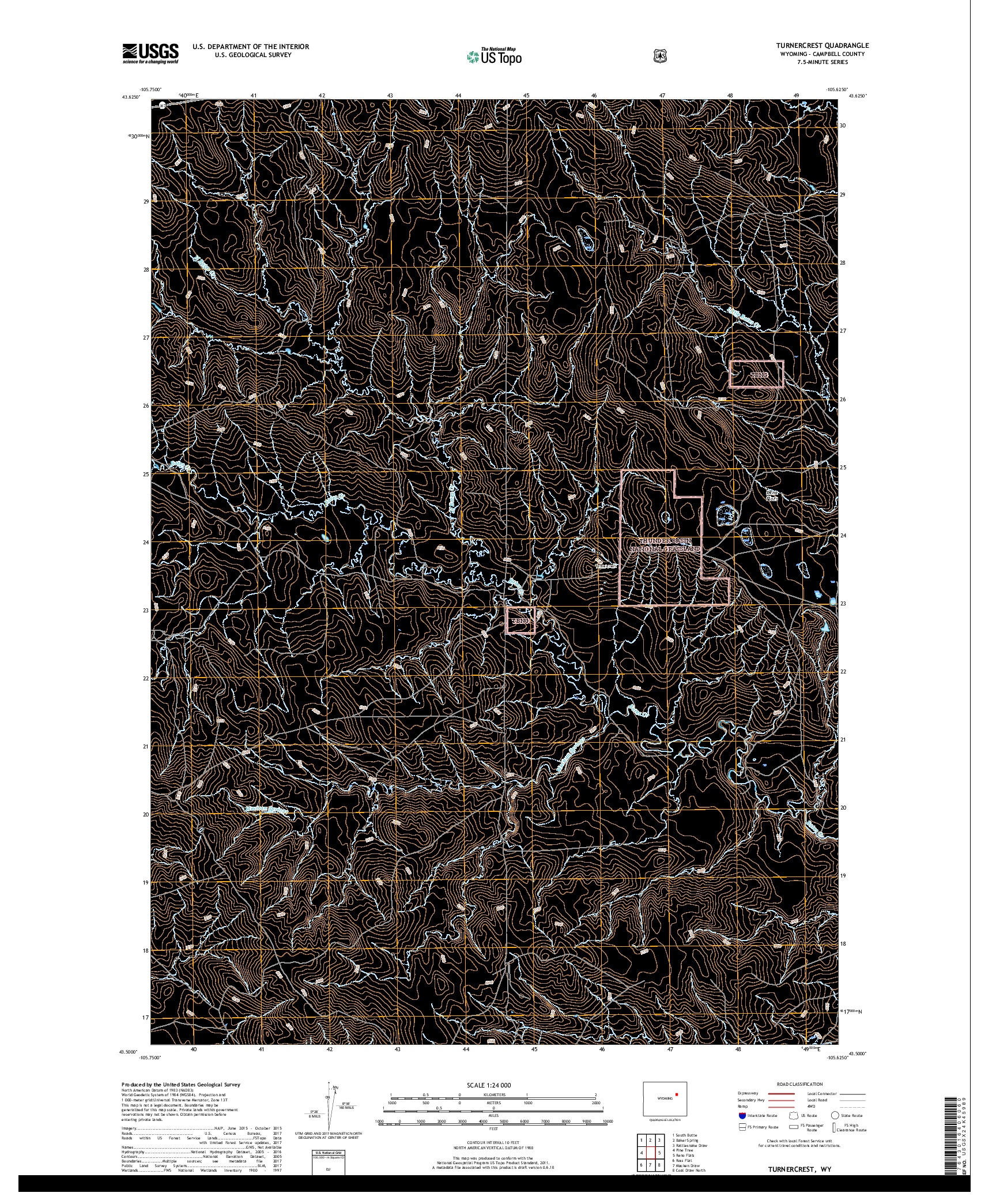 USGS US TOPO 7.5-MINUTE MAP FOR TURNERCREST, WY 2017