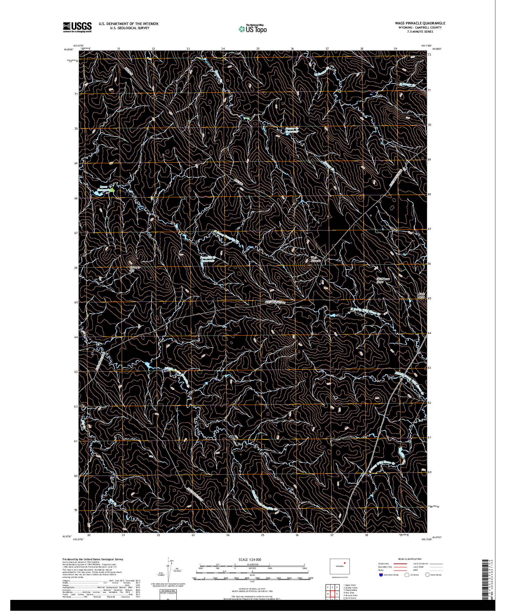 USGS US TOPO 7.5-MINUTE MAP FOR WAGS PINNACLE, WY 2017