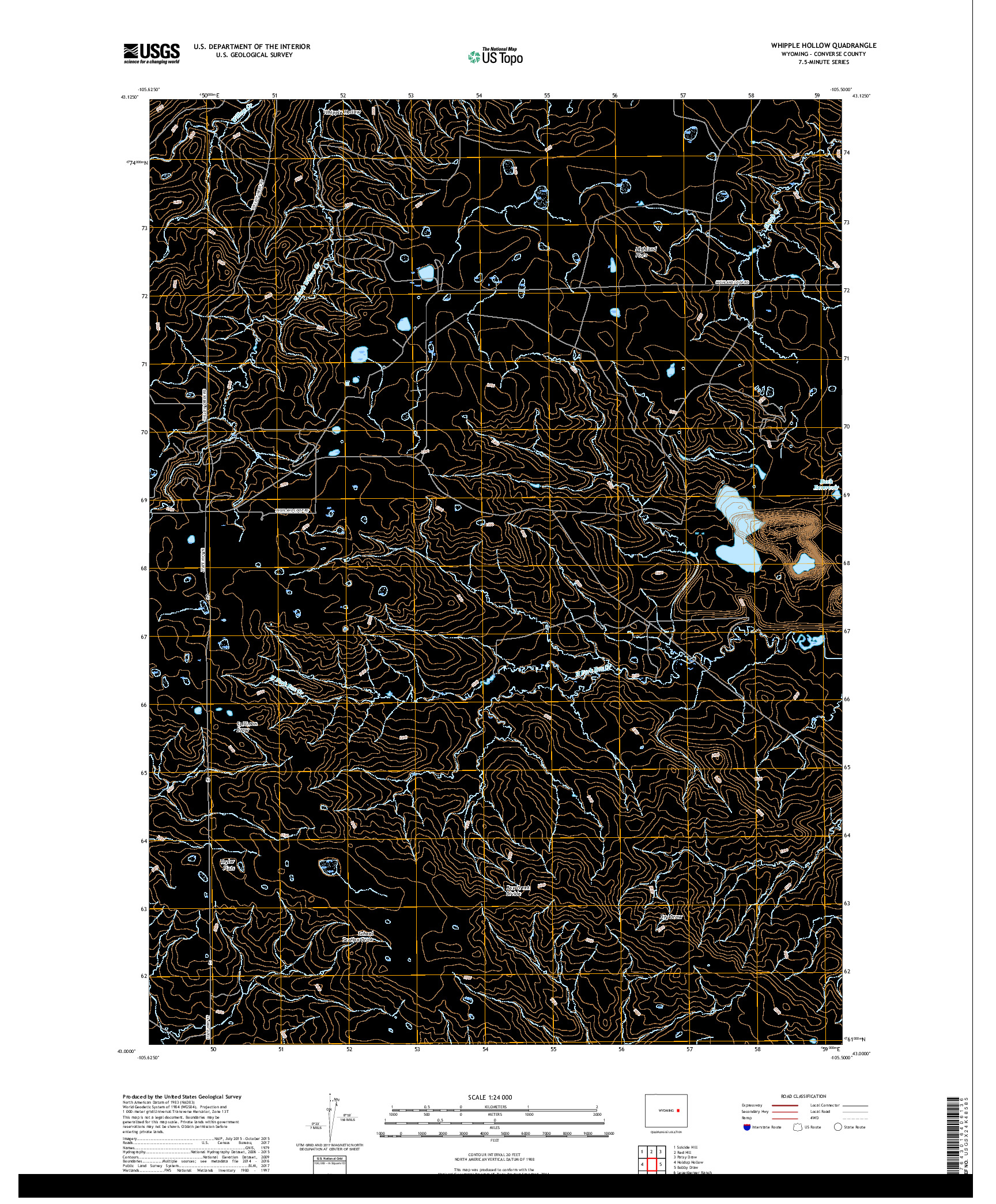 USGS US TOPO 7.5-MINUTE MAP FOR WHIPPLE HOLLOW, WY 2017