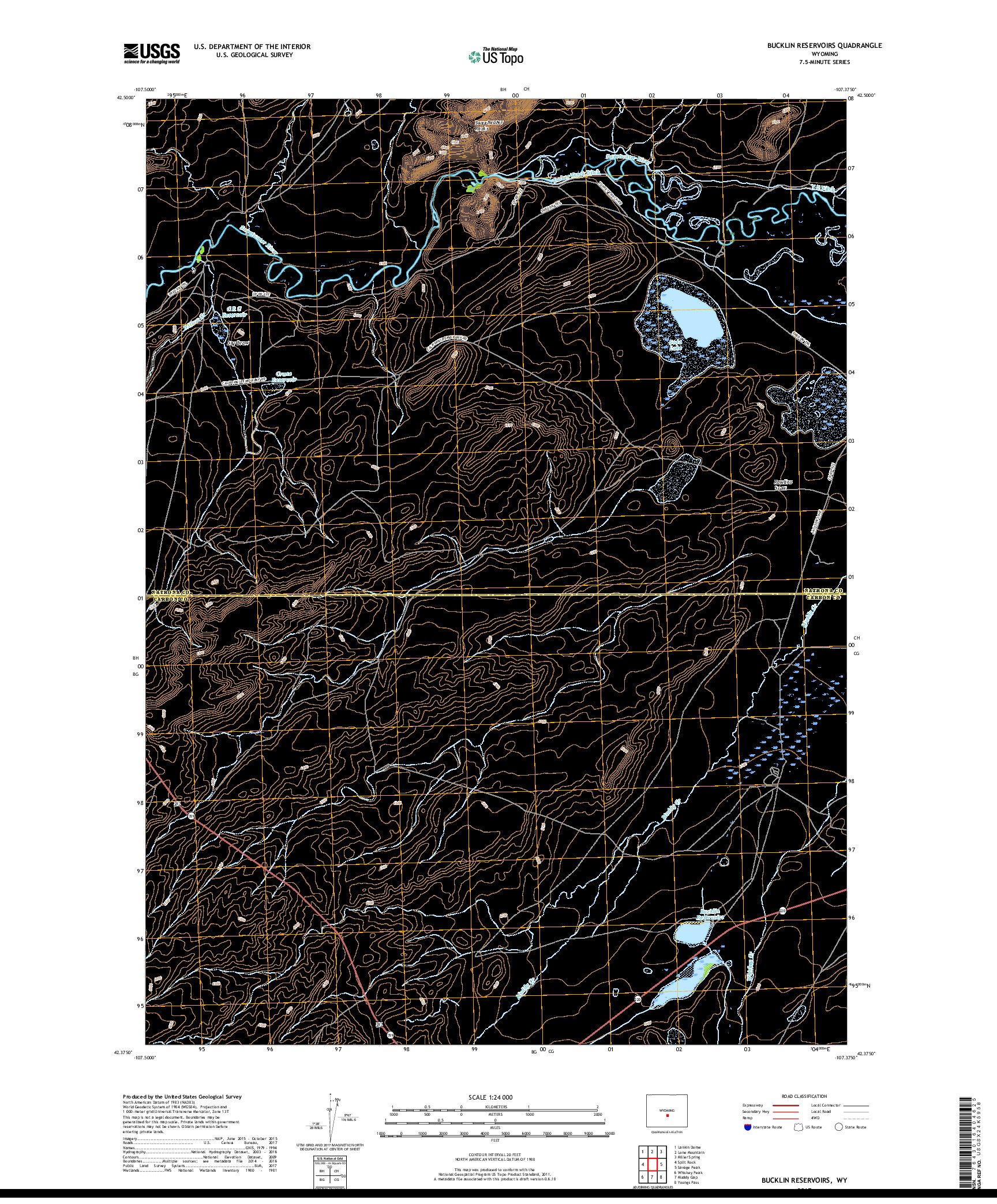 USGS US TOPO 7.5-MINUTE MAP FOR BUCKLIN RESERVOIRS, WY 2017