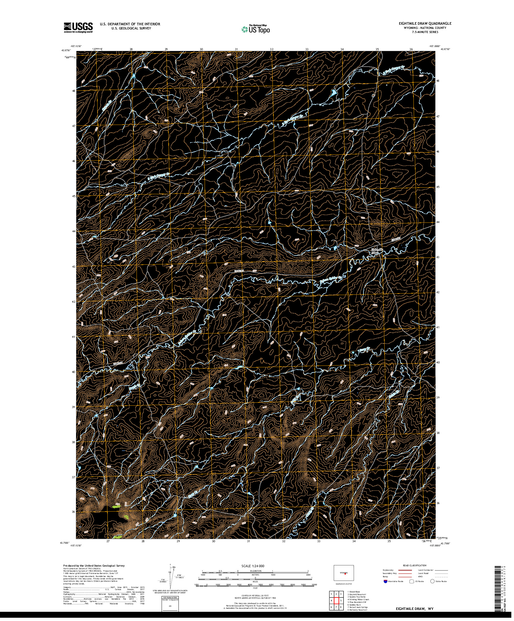 USGS US TOPO 7.5-MINUTE MAP FOR EIGHTMILE DRAW, WY 2017