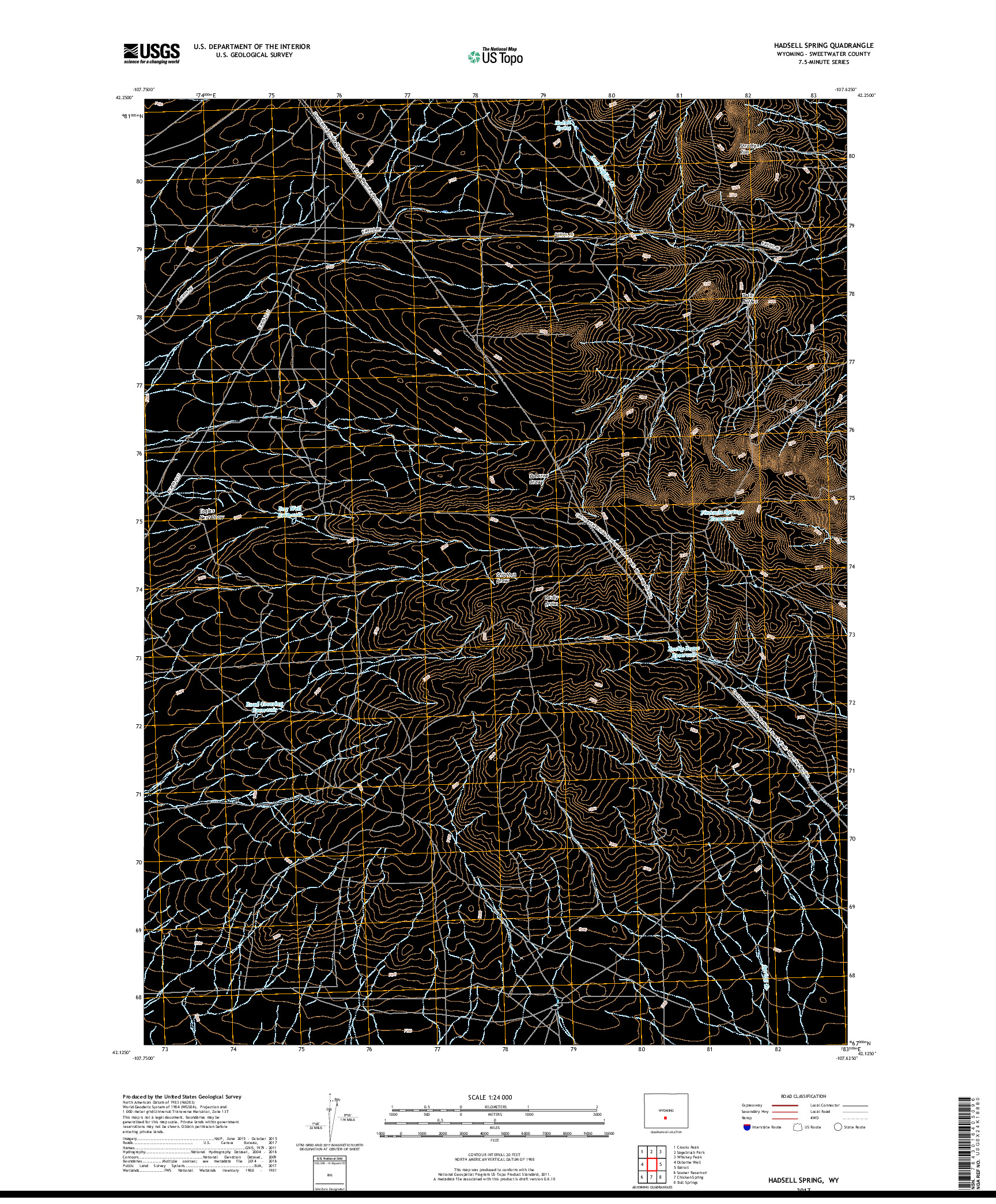 USGS US TOPO 7.5-MINUTE MAP FOR HADSELL SPRING, WY 2017