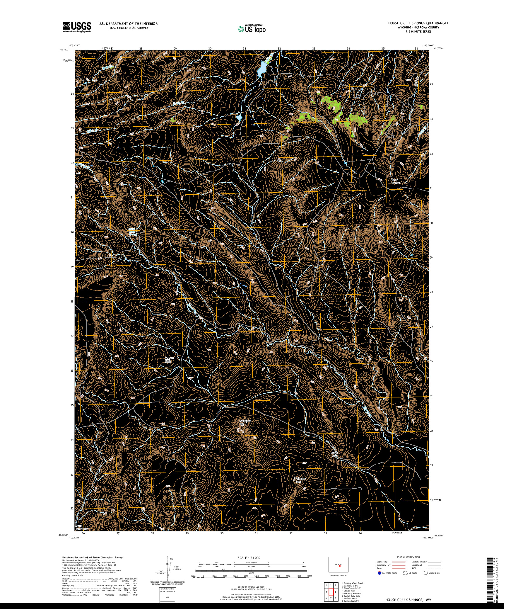 USGS US TOPO 7.5-MINUTE MAP FOR HORSE CREEK SPRINGS, WY 2017