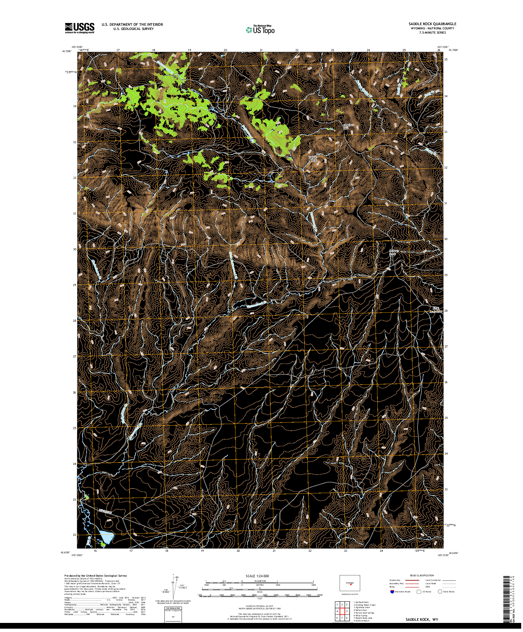 USGS US TOPO 7.5-MINUTE MAP FOR SADDLE ROCK, WY 2017