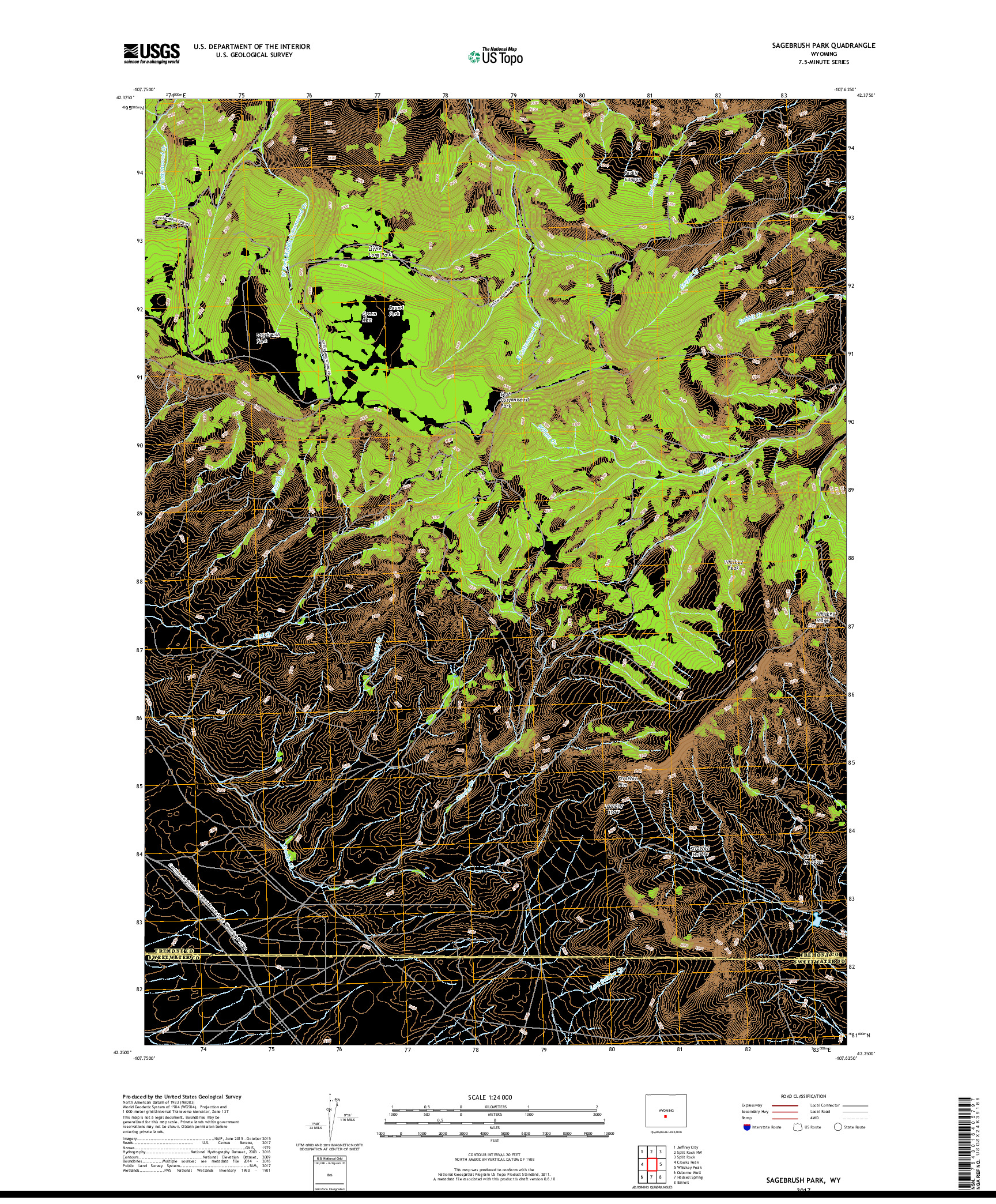 USGS US TOPO 7.5-MINUTE MAP FOR SAGEBRUSH PARK, WY 2017