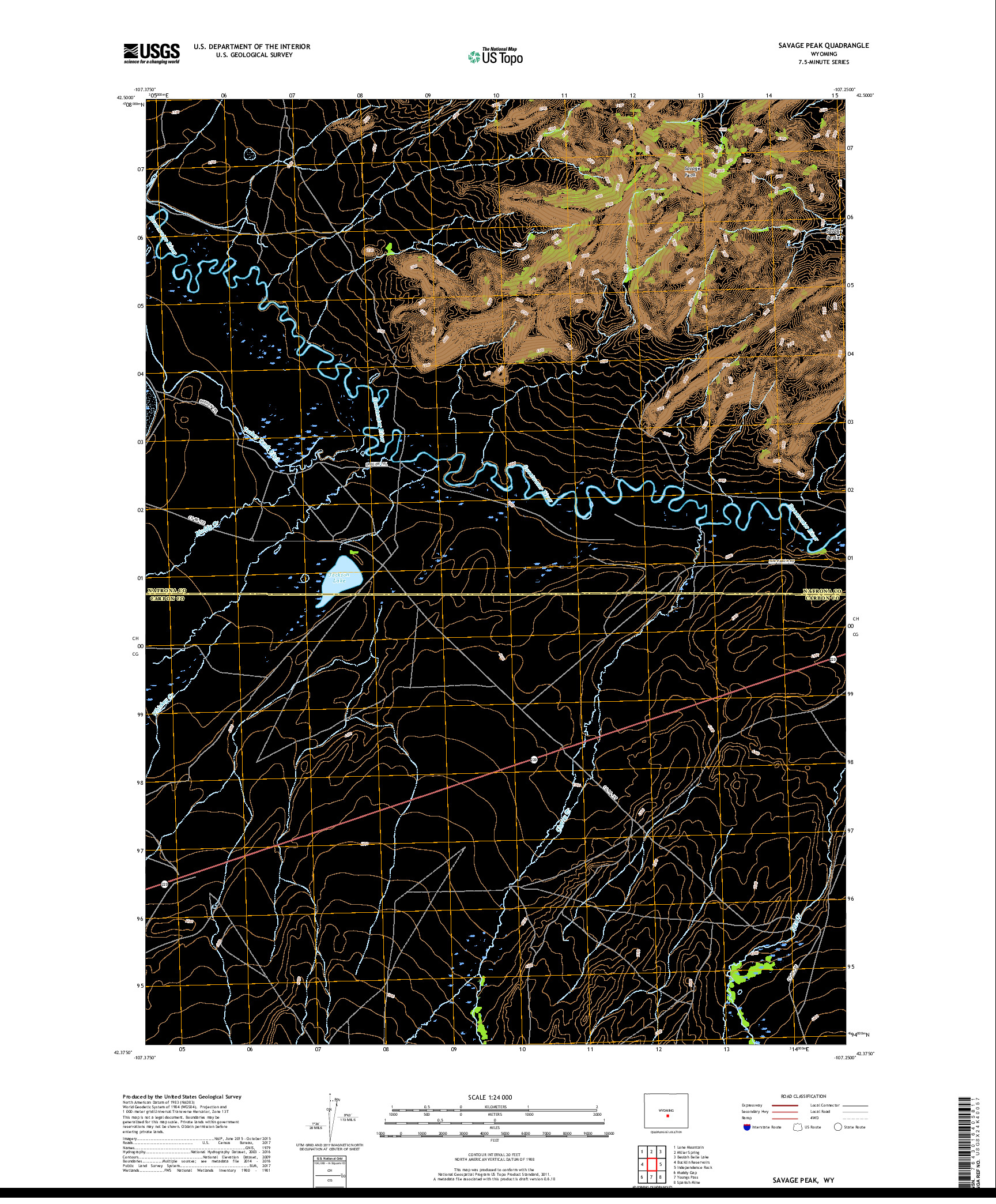 USGS US TOPO 7.5-MINUTE MAP FOR SAVAGE PEAK, WY 2017