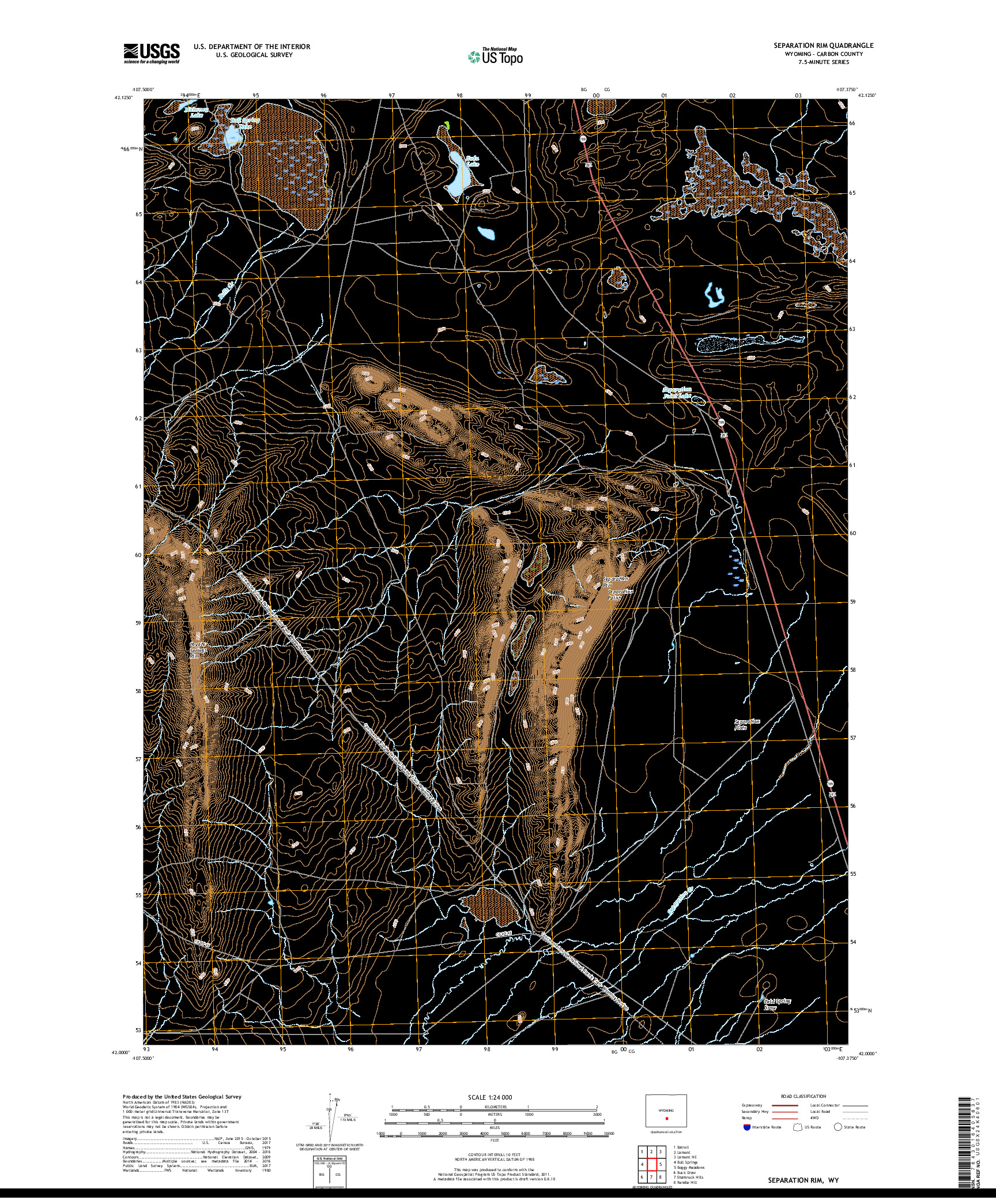 USGS US TOPO 7.5-MINUTE MAP FOR SEPARATION RIM, WY 2017