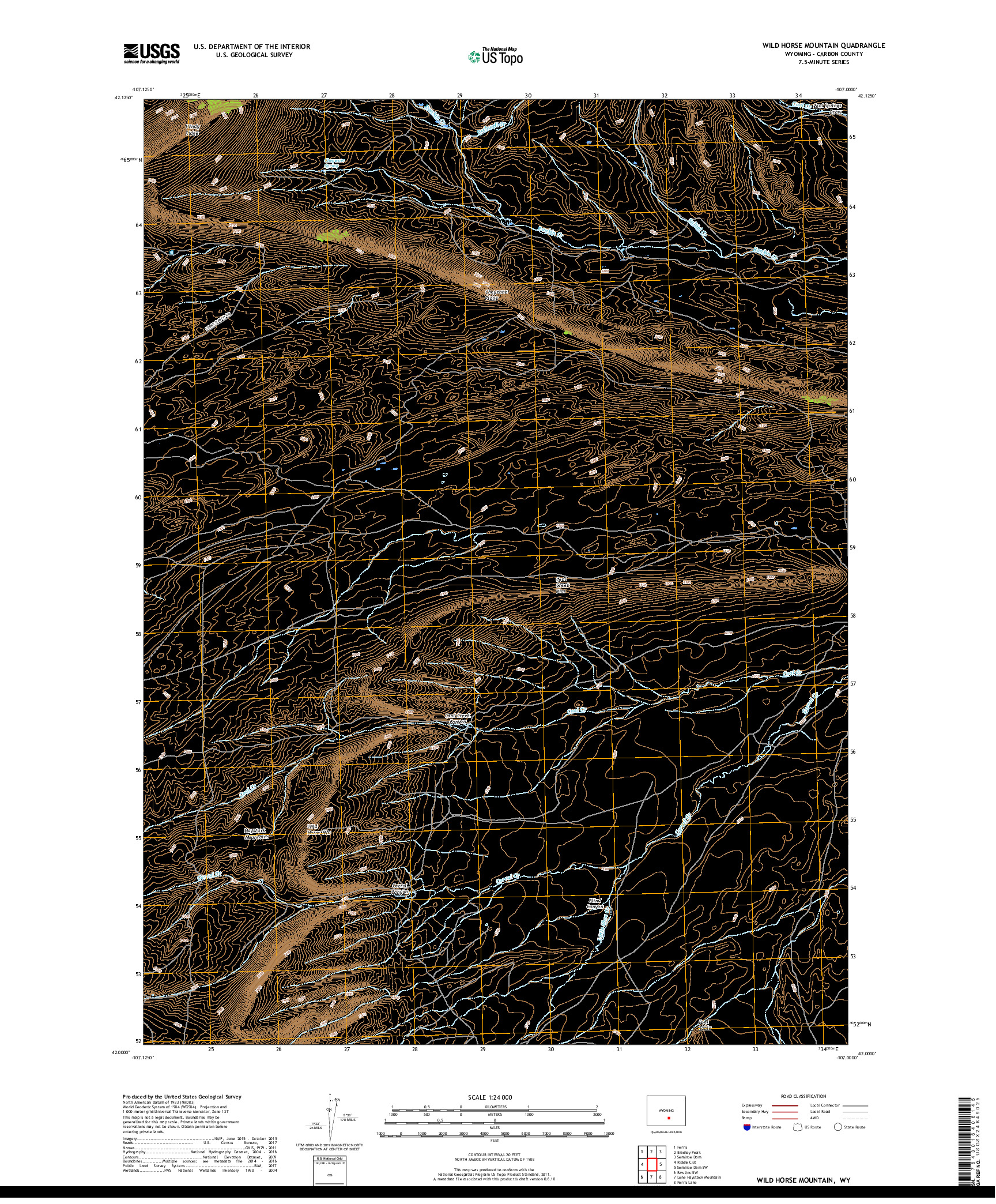 USGS US TOPO 7.5-MINUTE MAP FOR WILD HORSE MOUNTAIN, WY 2017