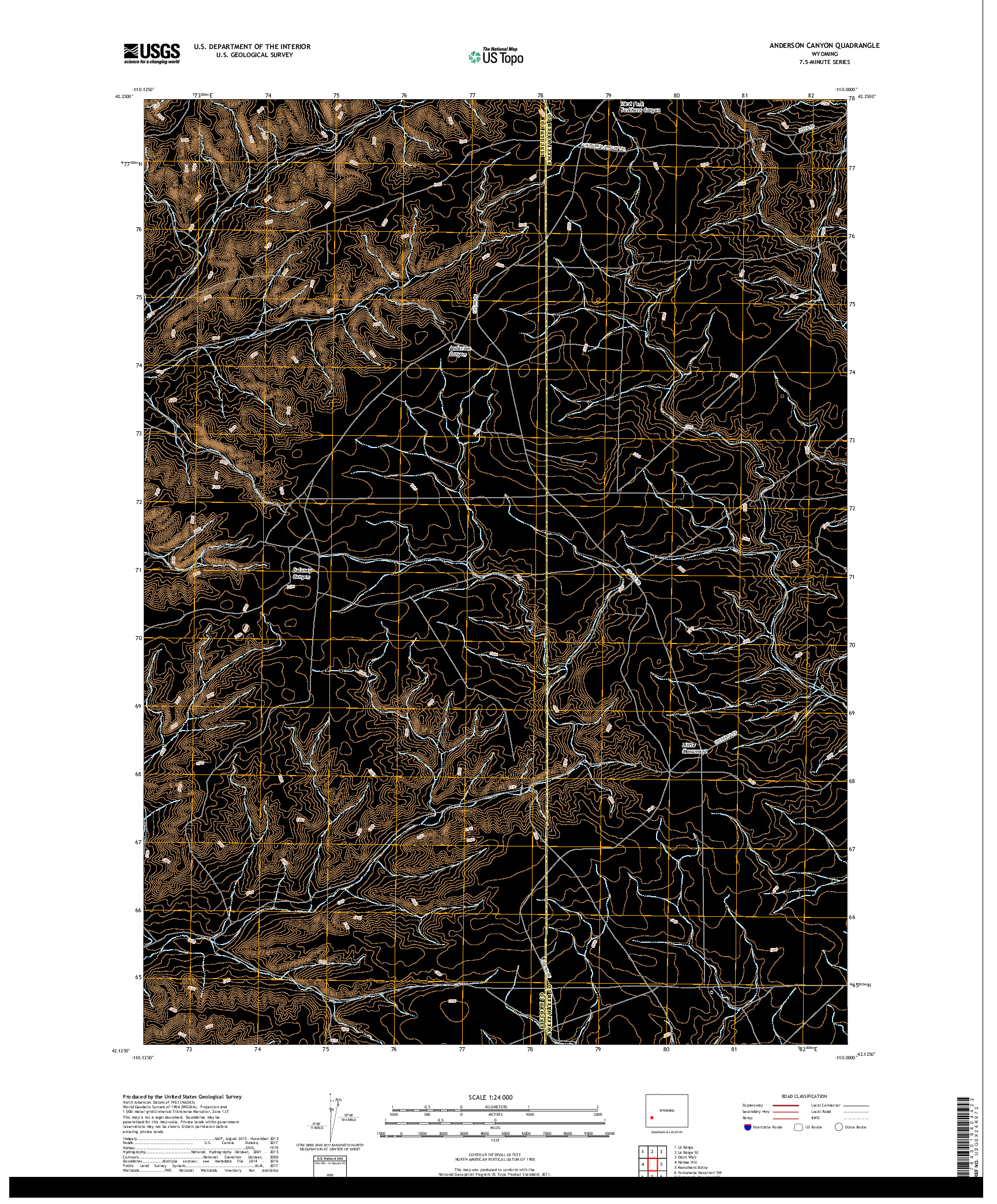 USGS US TOPO 7.5-MINUTE MAP FOR ANDERSON CANYON, WY 2017