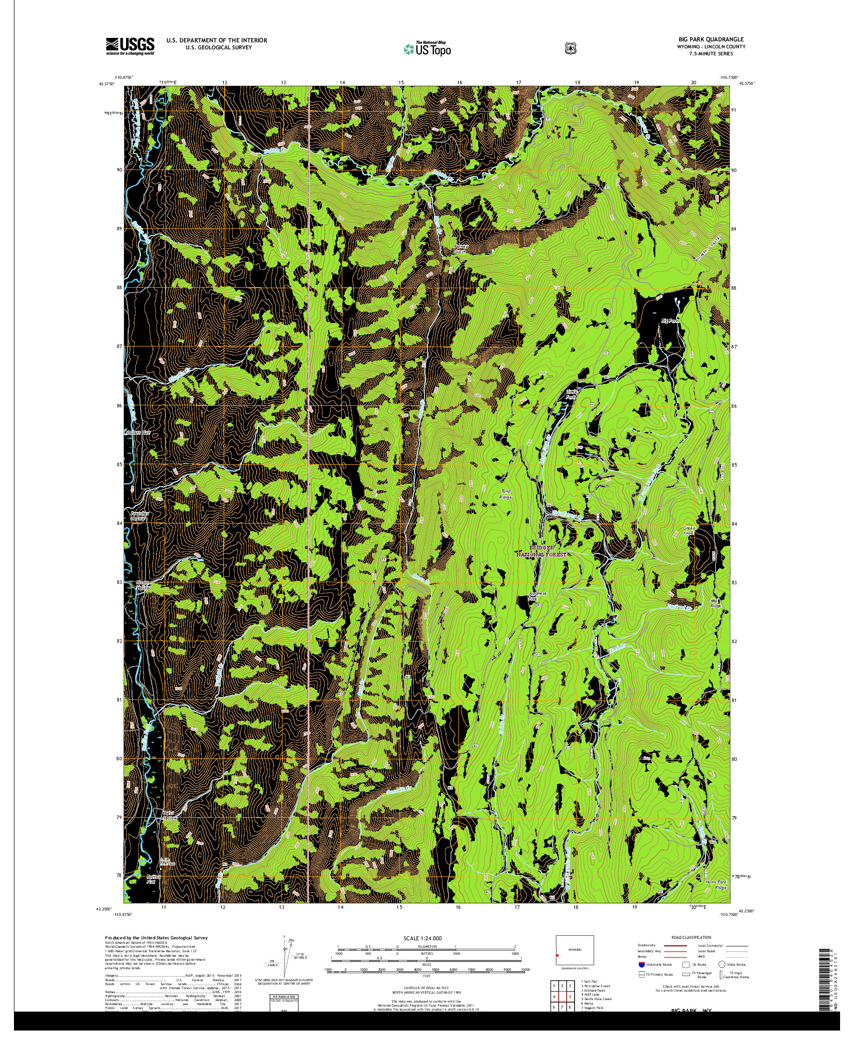 USGS US TOPO 7.5-MINUTE MAP FOR BIG PARK, WY 2017