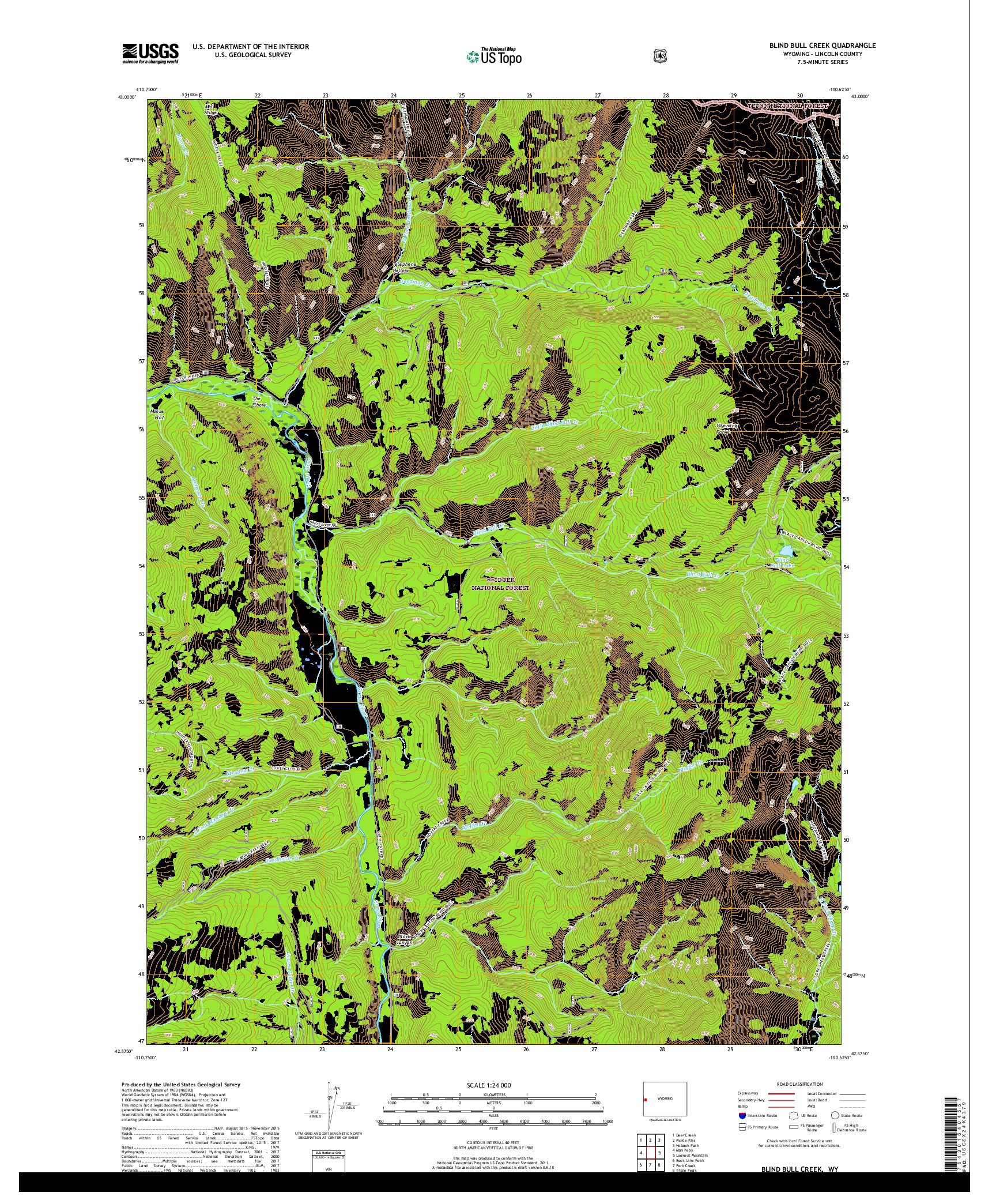 USGS US TOPO 7.5-MINUTE MAP FOR BLIND BULL CREEK, WY 2017