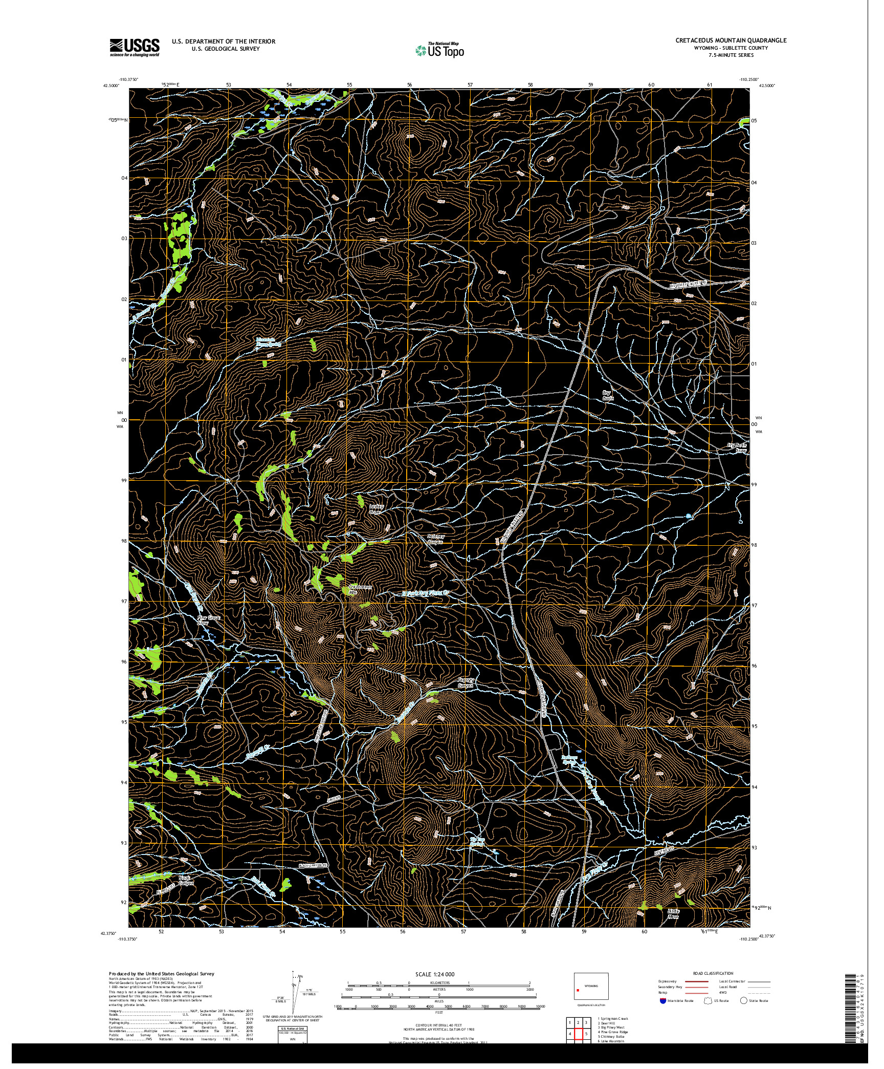 USGS US TOPO 7.5-MINUTE MAP FOR CRETACEOUS MOUNTAIN, WY 2017