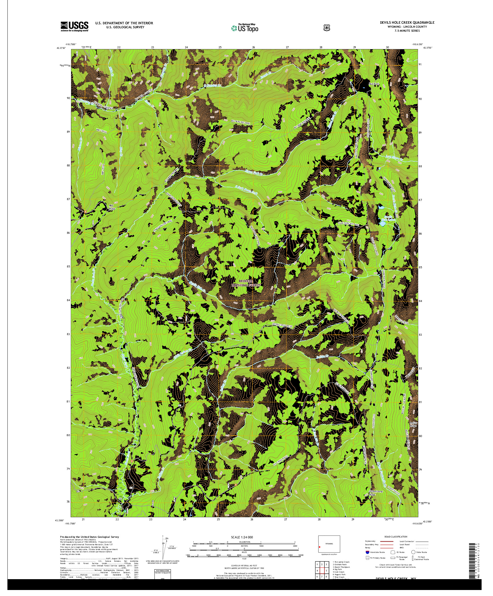 USGS US TOPO 7.5-MINUTE MAP FOR DEVILS HOLE CREEK, WY 2017