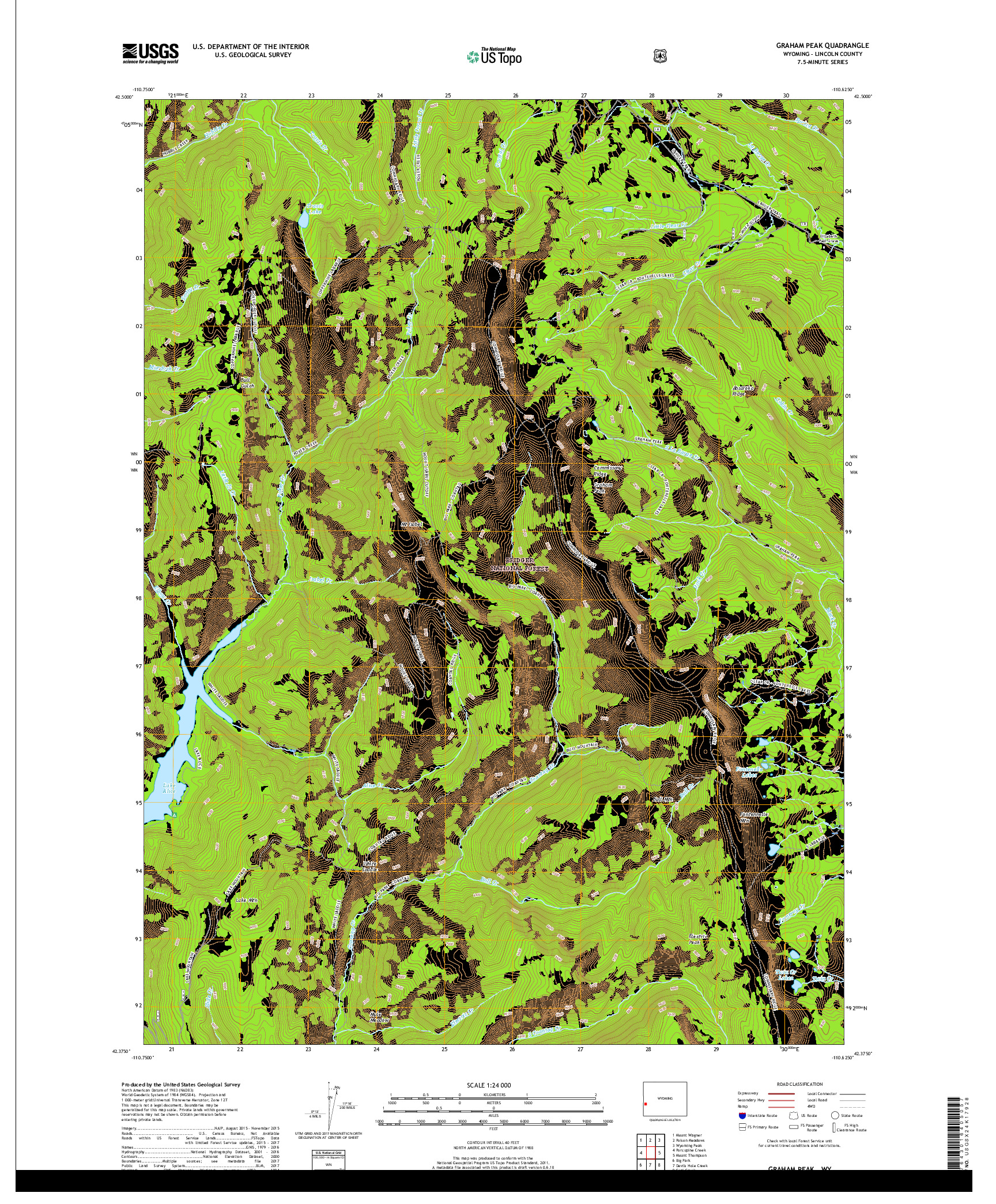 USGS US TOPO 7.5-MINUTE MAP FOR GRAHAM PEAK, WY 2017
