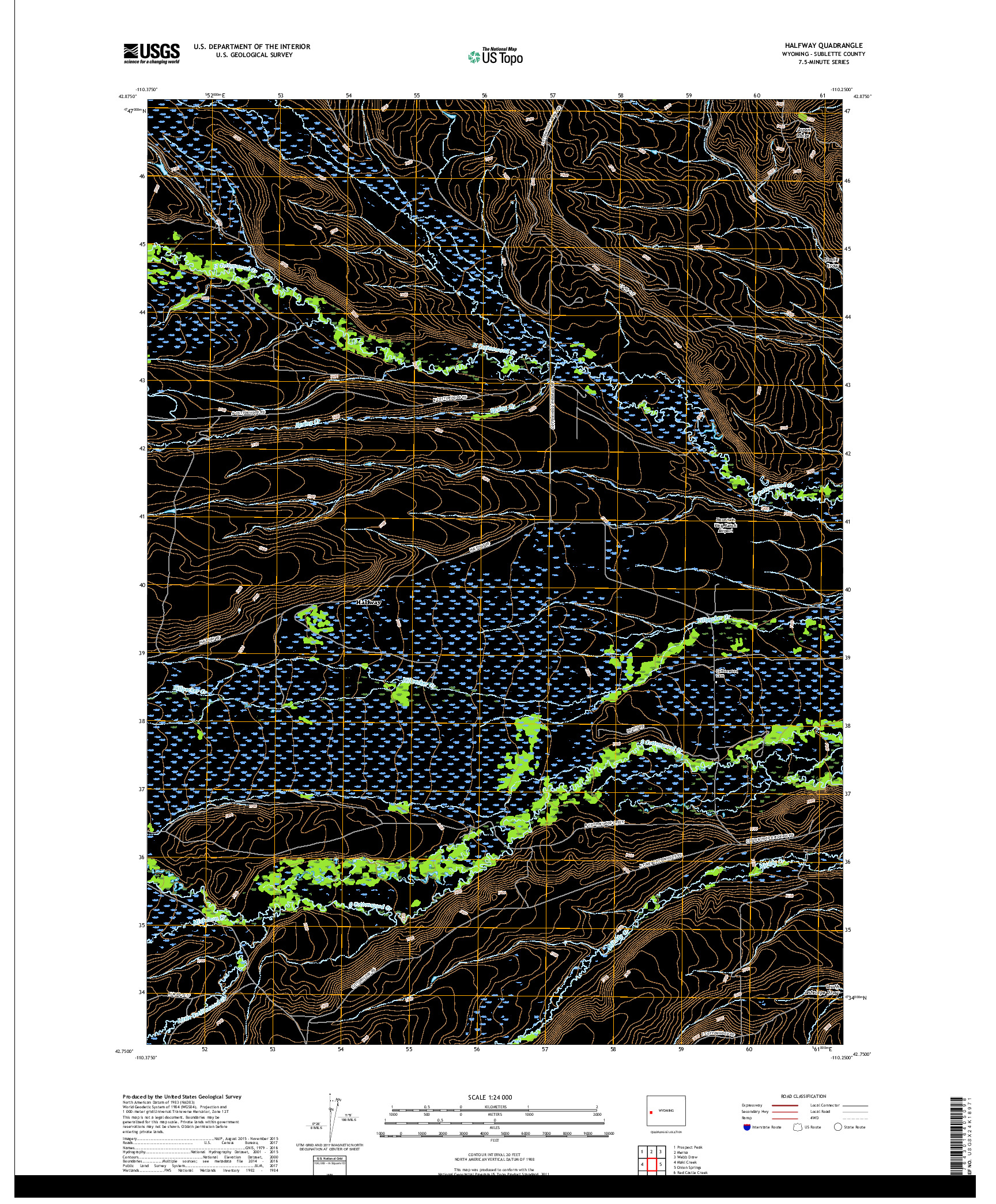 USGS US TOPO 7.5-MINUTE MAP FOR HALFWAY, WY 2017