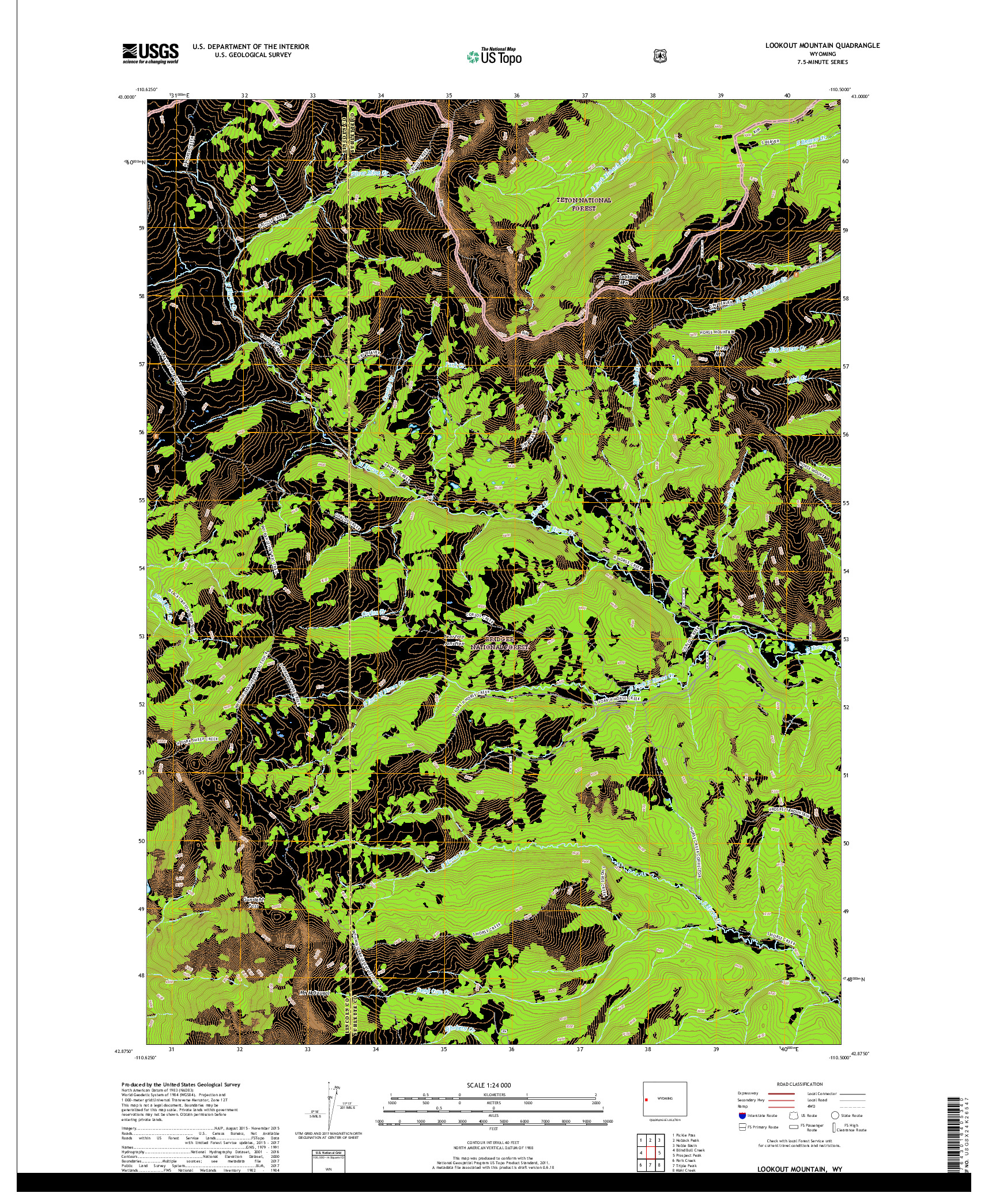 USGS US TOPO 7.5-MINUTE MAP FOR LOOKOUT MOUNTAIN, WY 2017