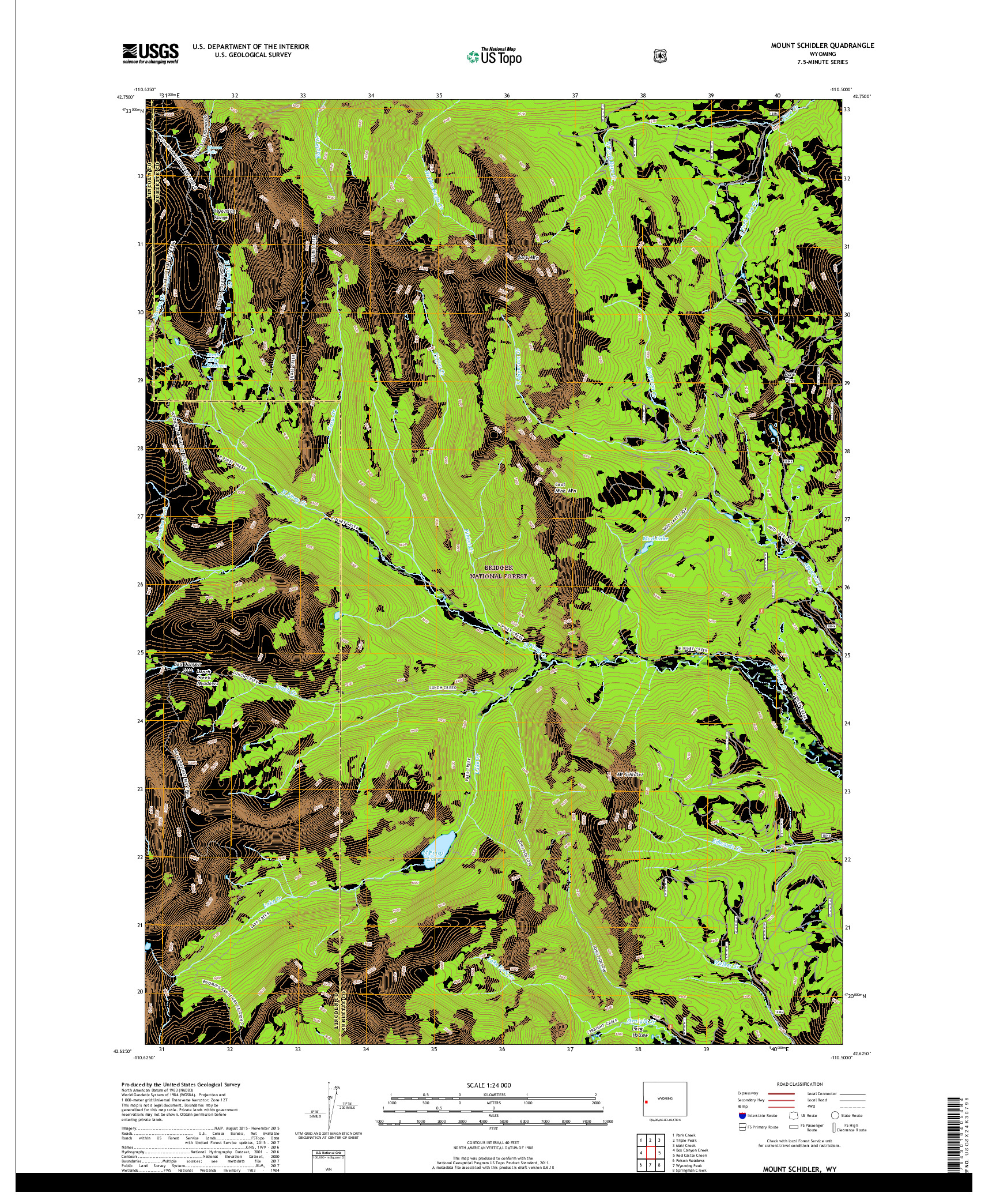 USGS US TOPO 7.5-MINUTE MAP FOR MOUNT SCHIDLER, WY 2017