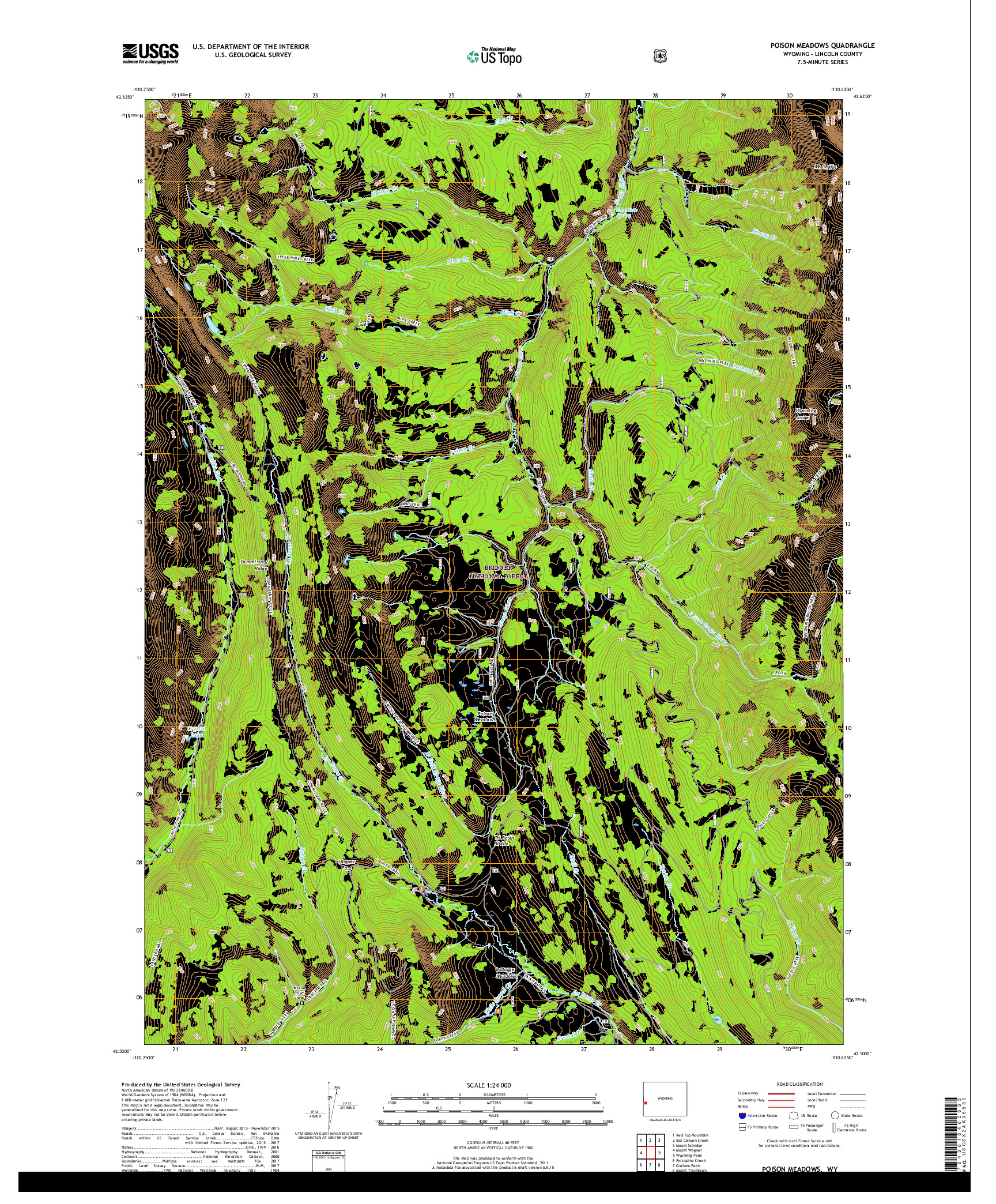 USGS US TOPO 7.5-MINUTE MAP FOR POISON MEADOWS, WY 2017