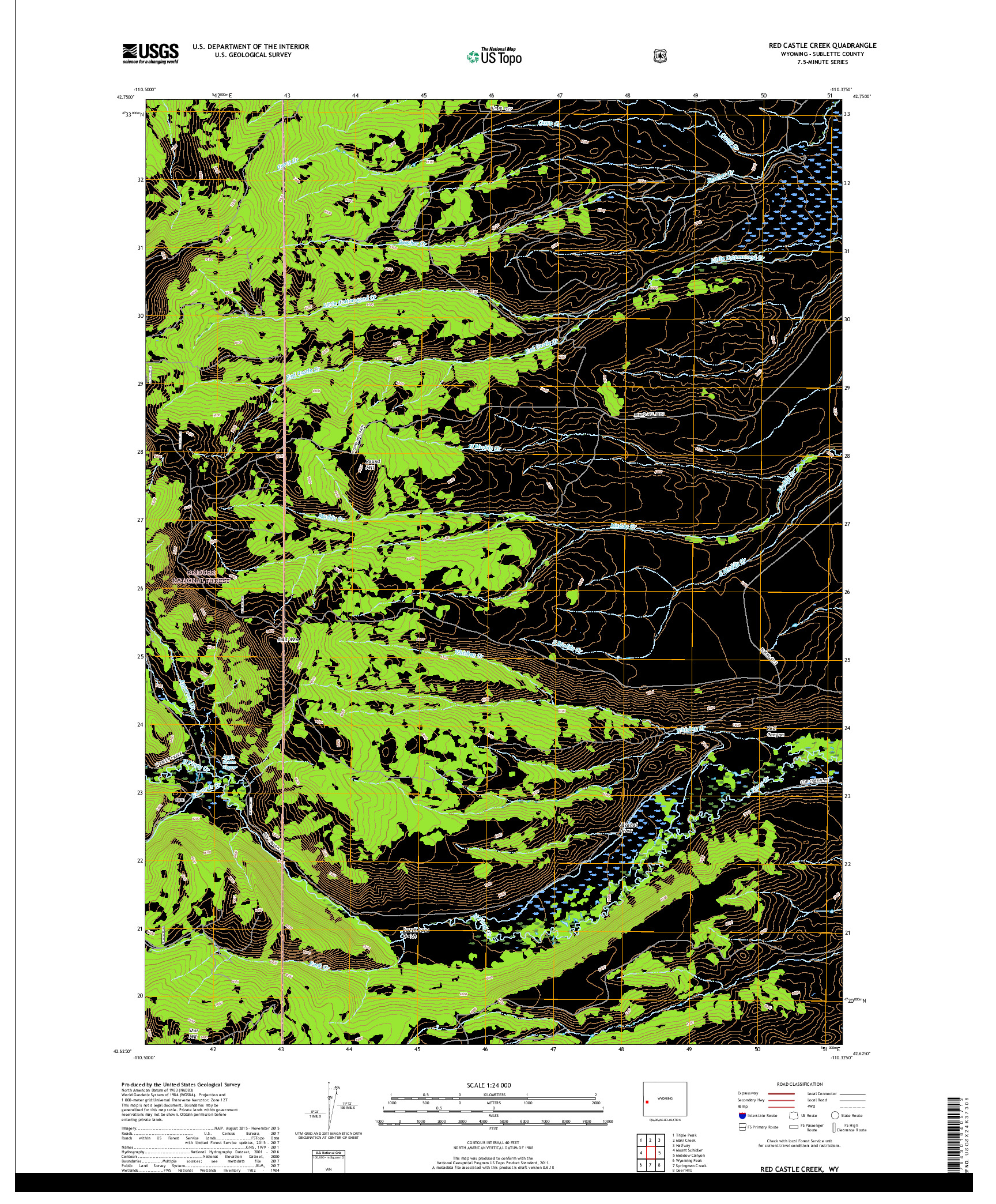 USGS US TOPO 7.5-MINUTE MAP FOR RED CASTLE CREEK, WY 2017