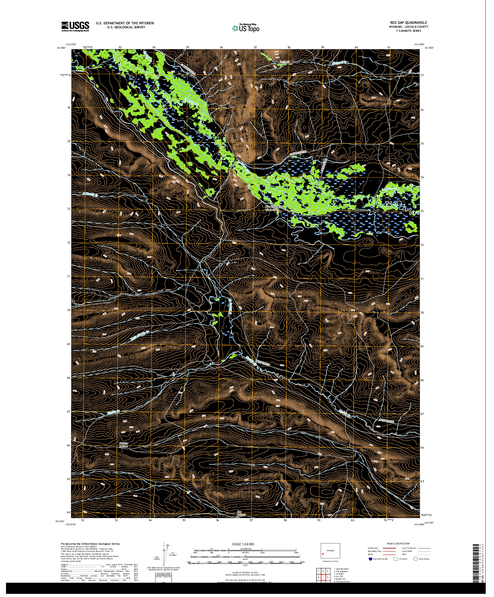 USGS US TOPO 7.5-MINUTE MAP FOR RED GAP, WY 2017