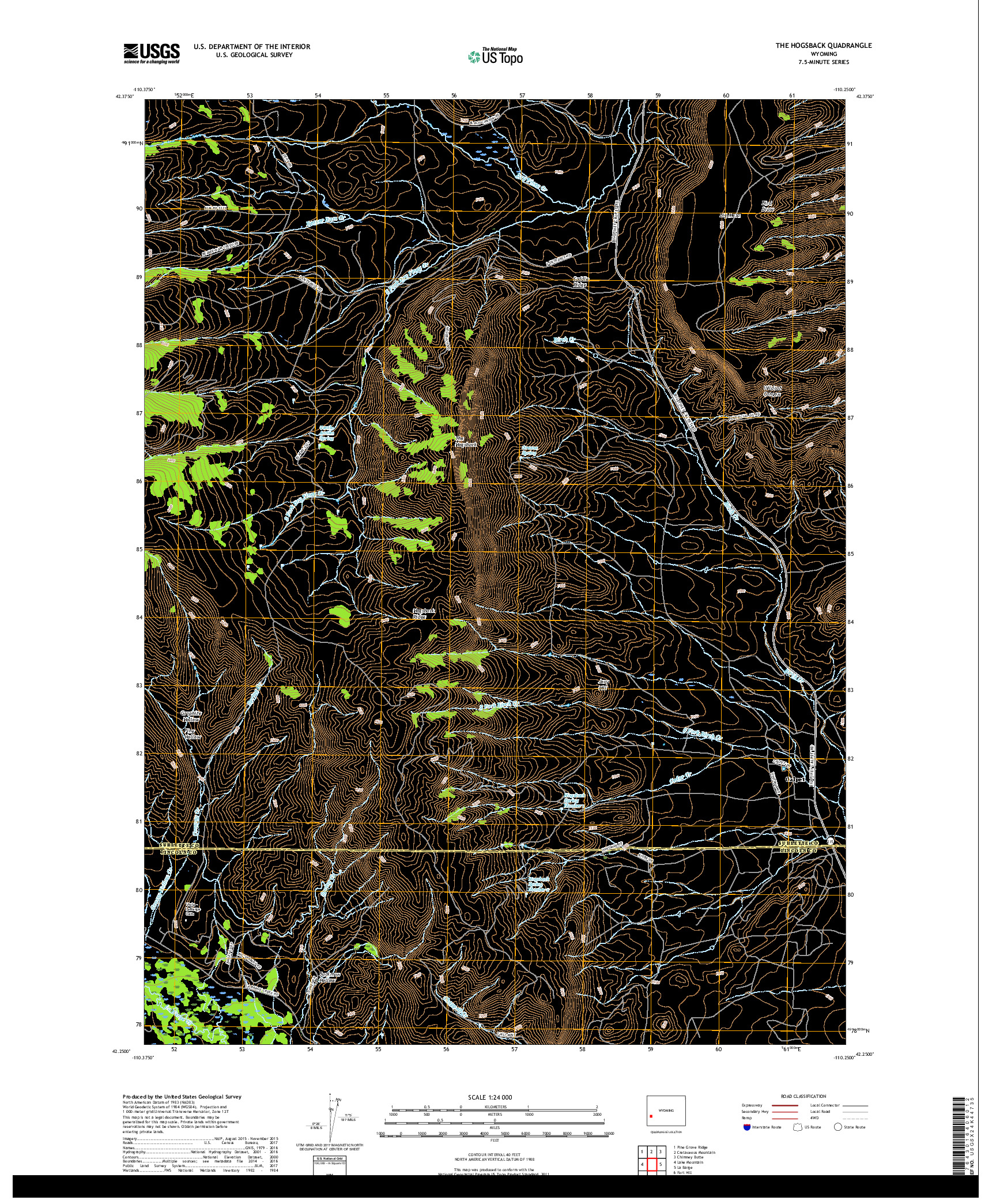 USGS US TOPO 7.5-MINUTE MAP FOR THE HOGSBACK, WY 2017