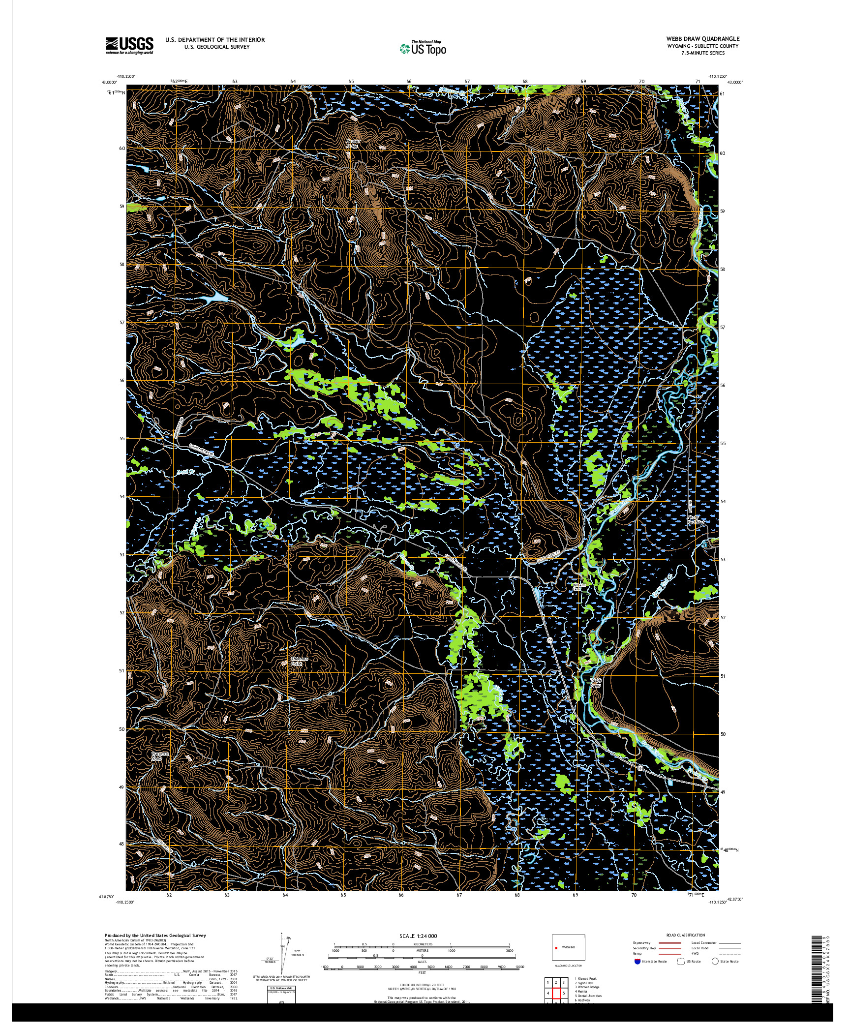 USGS US TOPO 7.5-MINUTE MAP FOR WEBB DRAW, WY 2017