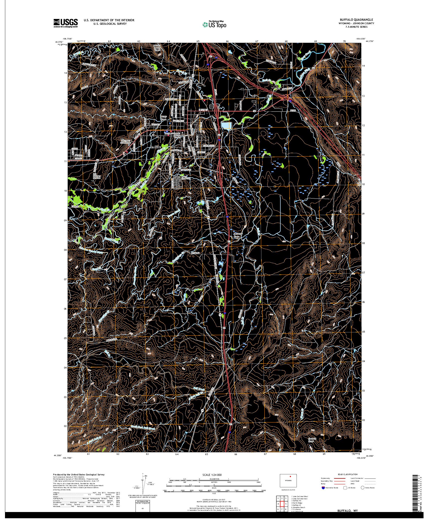USGS US TOPO 7.5-MINUTE MAP FOR BUFFALO, WY 2017