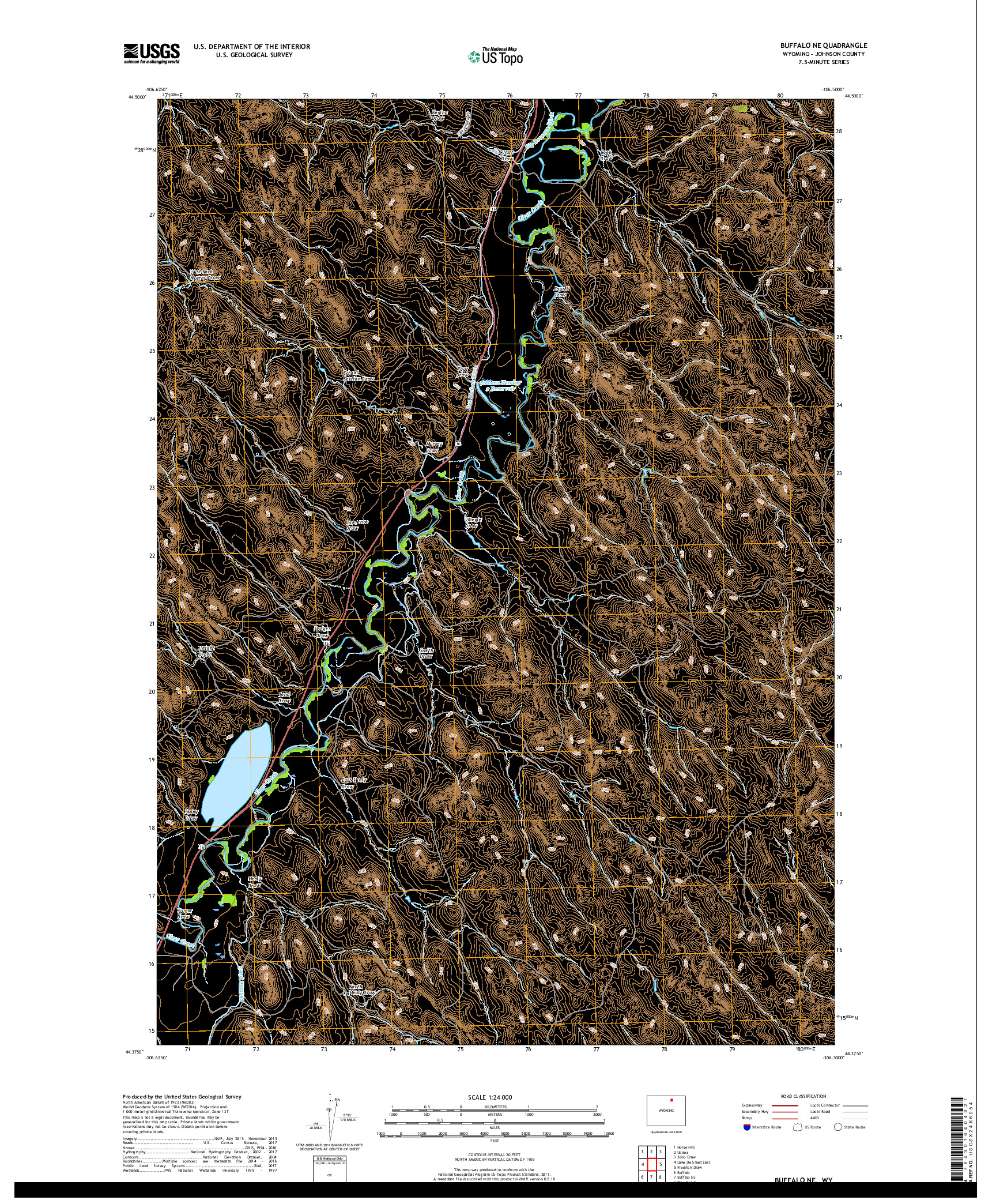 USGS US TOPO 7.5-MINUTE MAP FOR BUFFALO NE, WY 2017