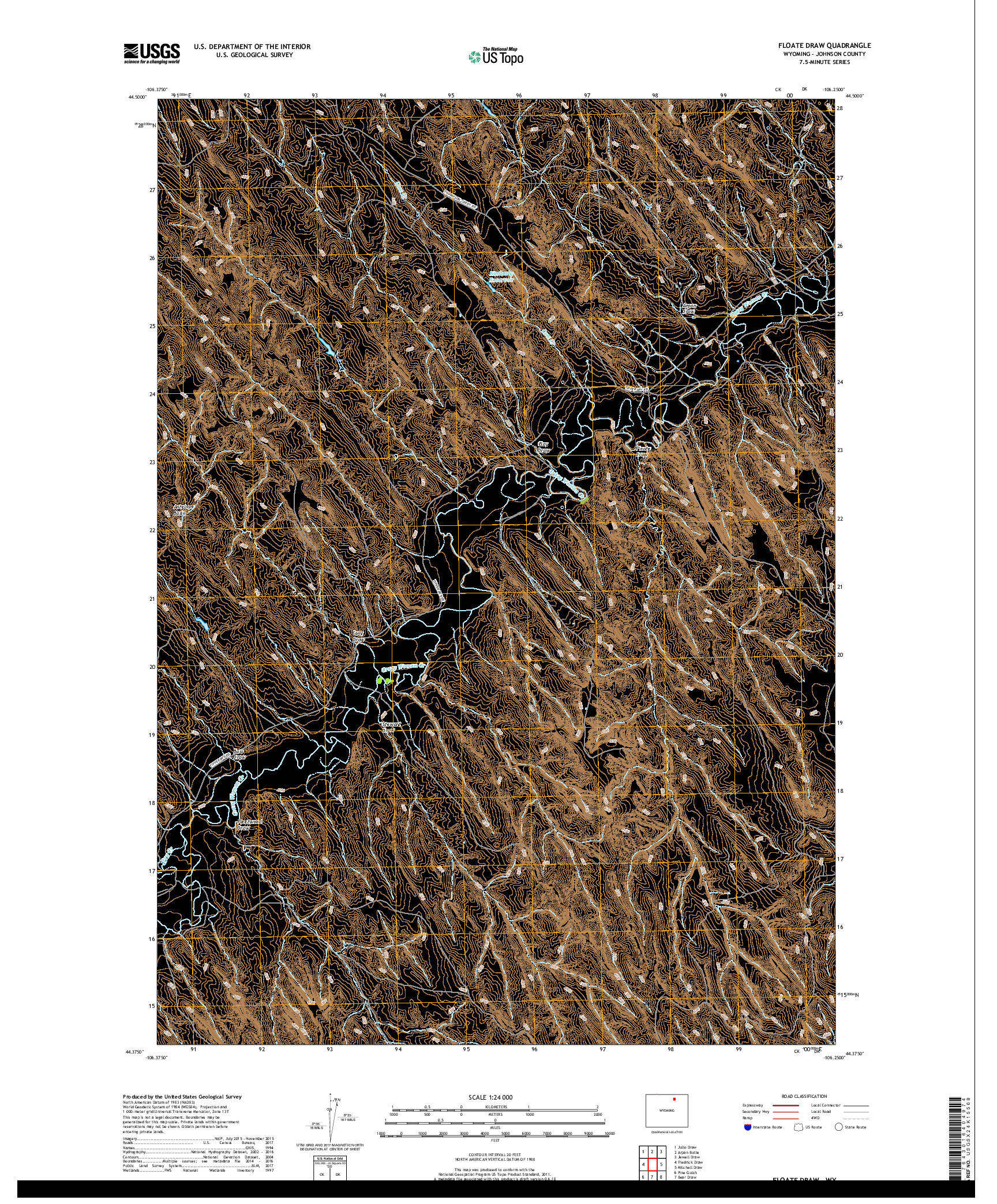 USGS US TOPO 7.5-MINUTE MAP FOR FLOATE DRAW, WY 2017