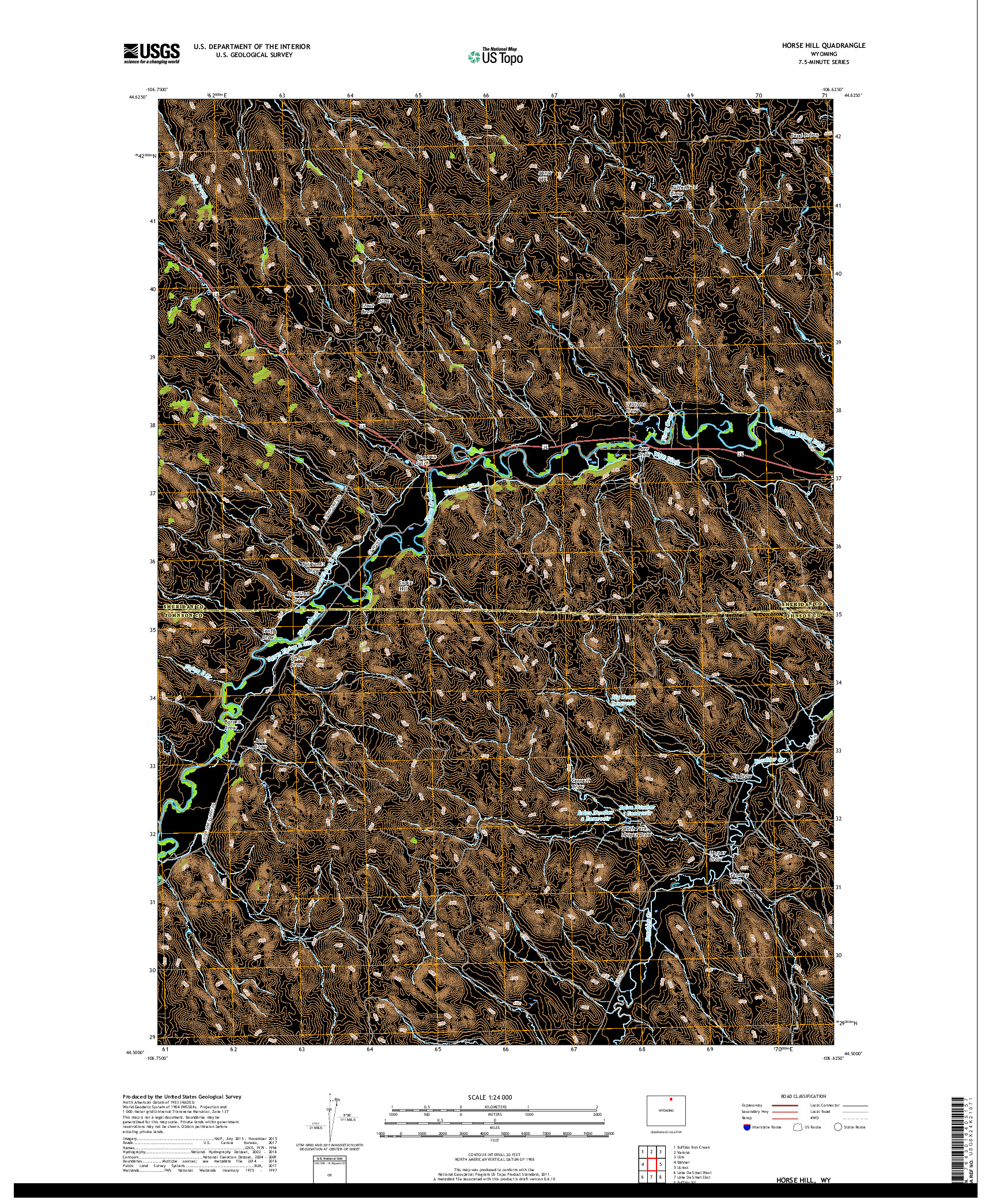 USGS US TOPO 7.5-MINUTE MAP FOR HORSE HILL, WY 2017