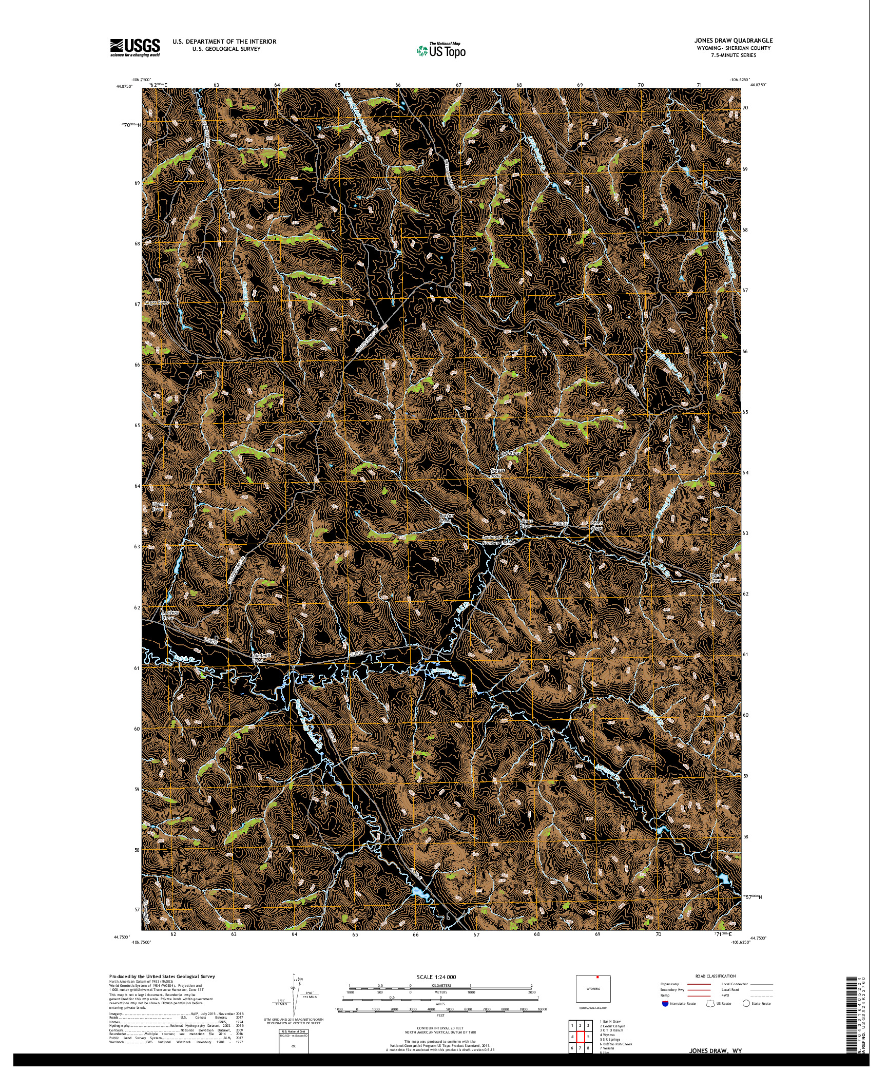 USGS US TOPO 7.5-MINUTE MAP FOR JONES DRAW, WY 2017