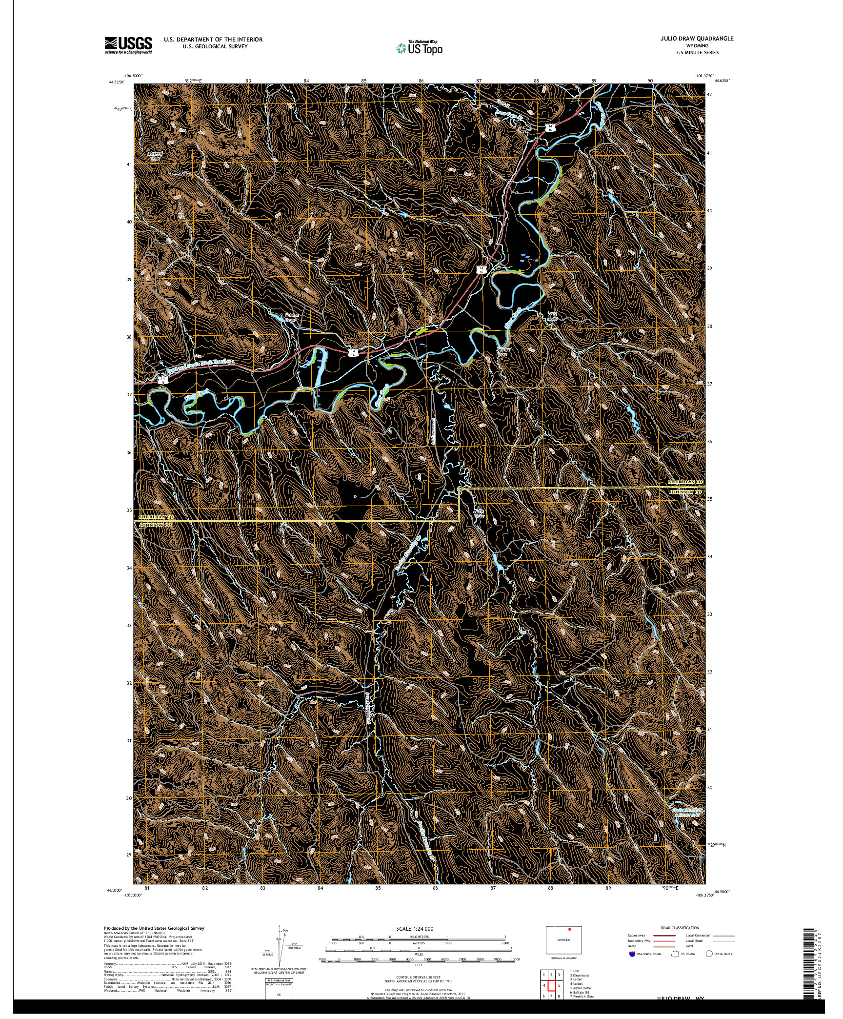 USGS US TOPO 7.5-MINUTE MAP FOR JULIO DRAW, WY 2017