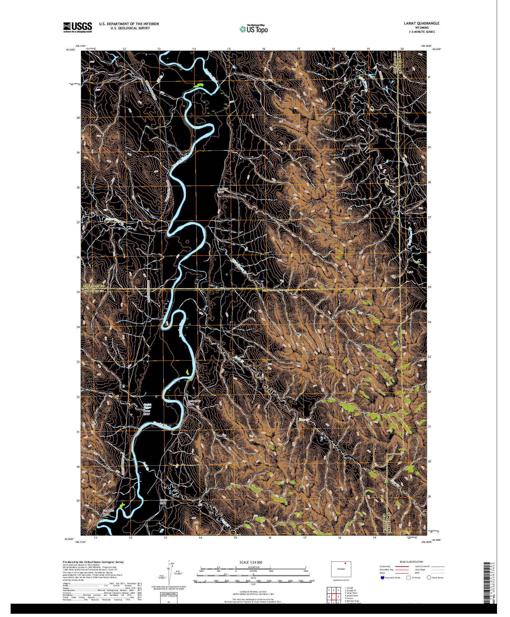 USGS US TOPO 7.5-MINUTE MAP FOR LARIAT, WY 2017