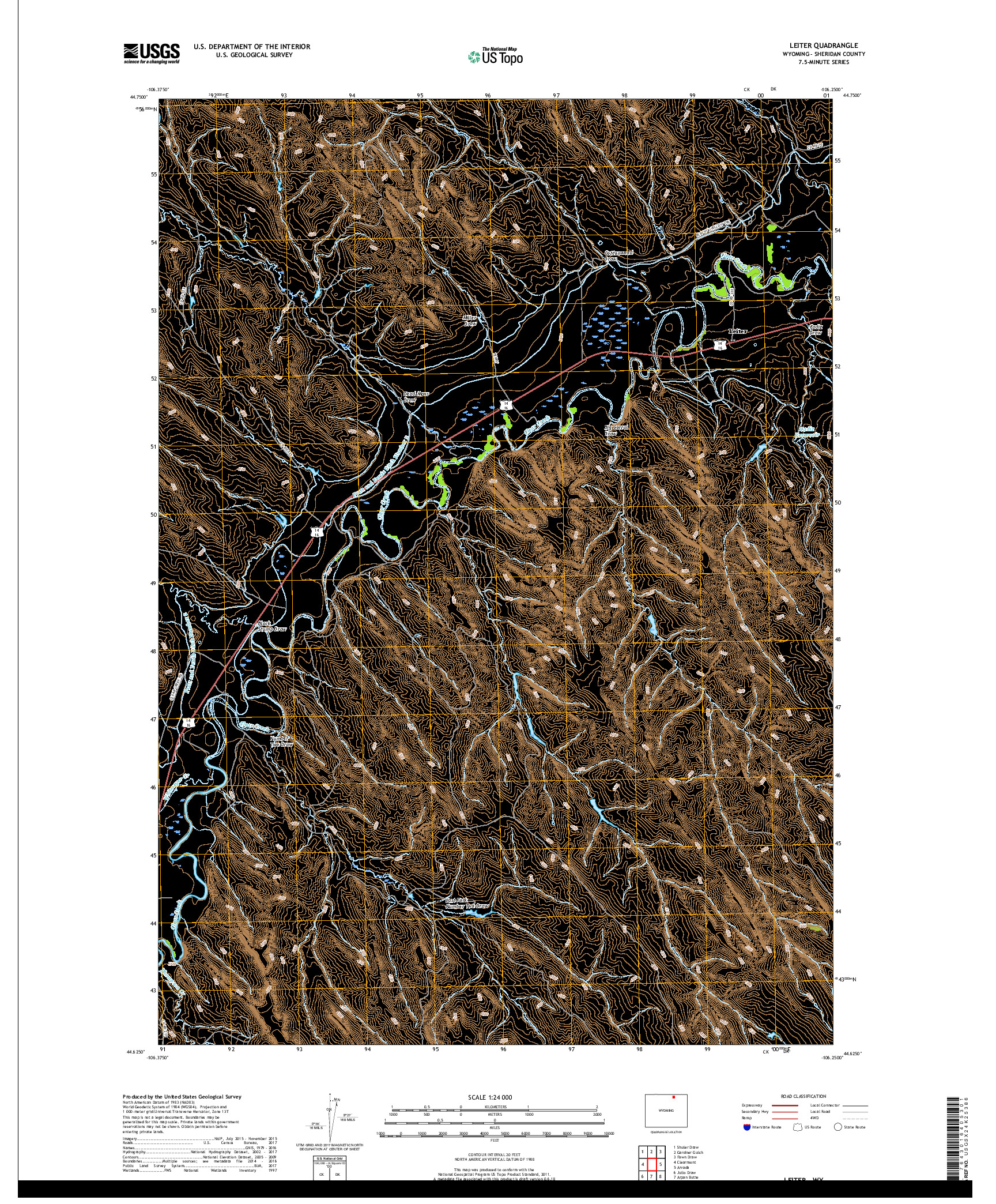 USGS US TOPO 7.5-MINUTE MAP FOR LEITER, WY 2017