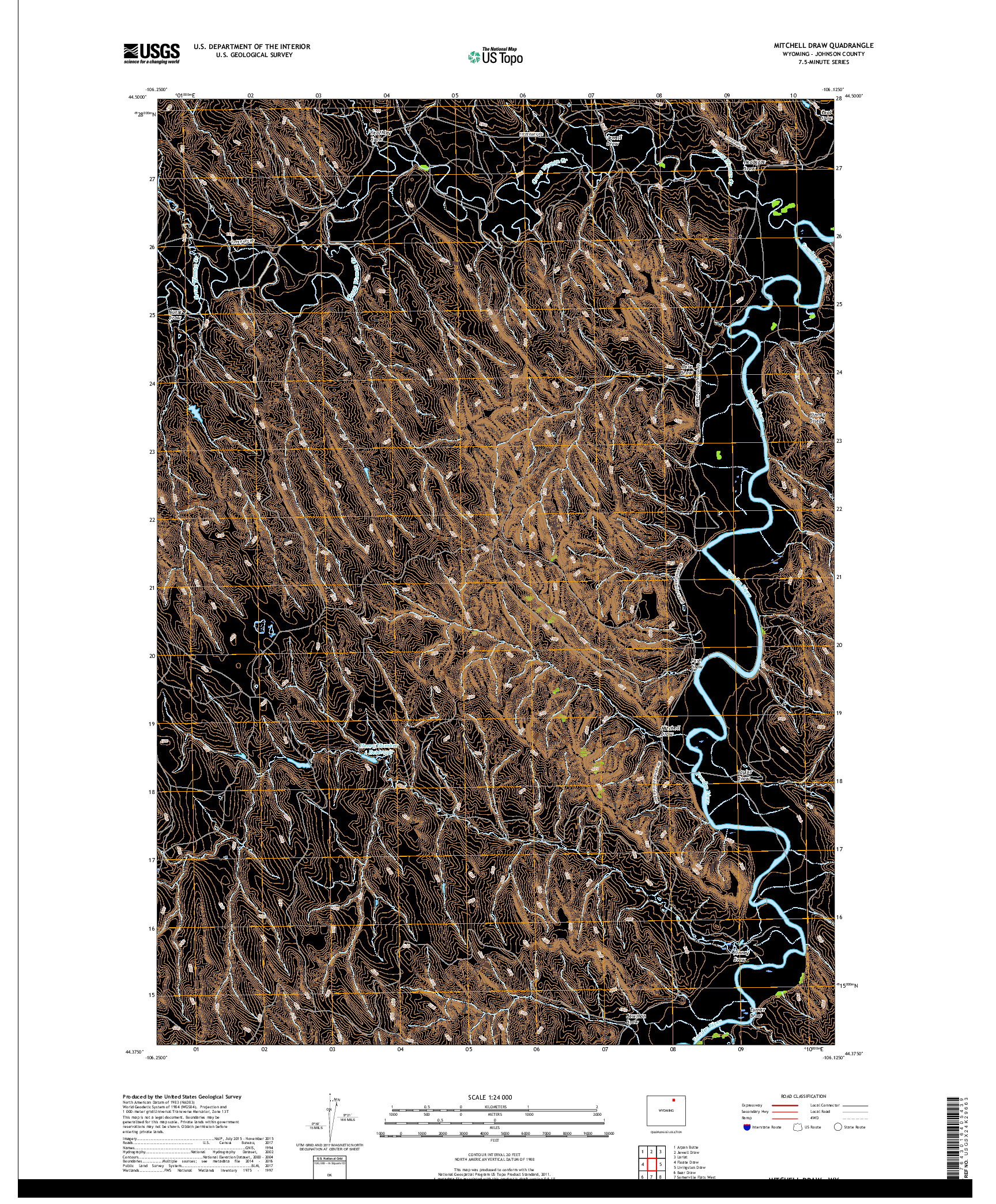 USGS US TOPO 7.5-MINUTE MAP FOR MITCHELL DRAW, WY 2017