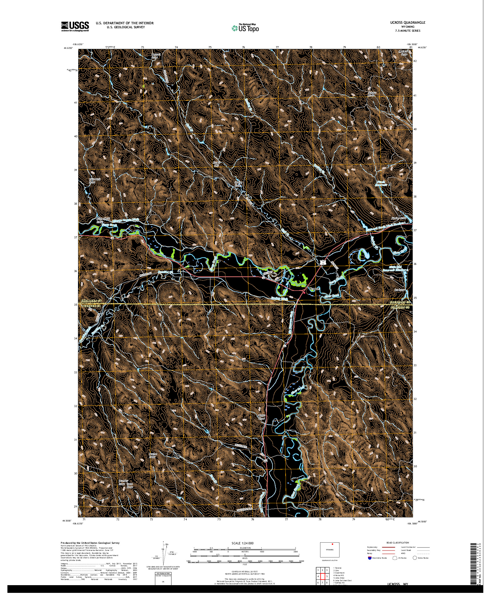 USGS US TOPO 7.5-MINUTE MAP FOR UCROSS, WY 2017