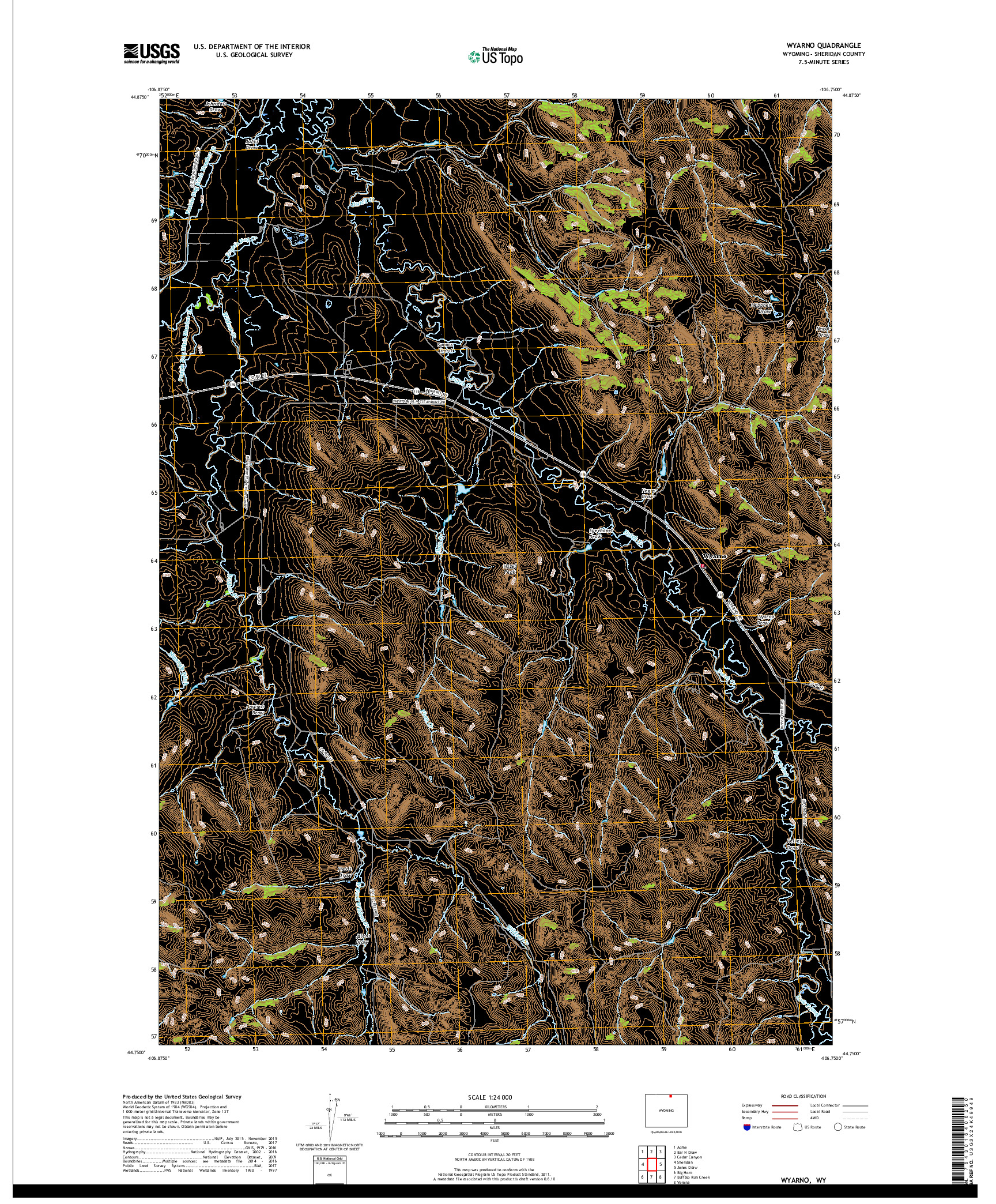 USGS US TOPO 7.5-MINUTE MAP FOR WYARNO, WY 2017