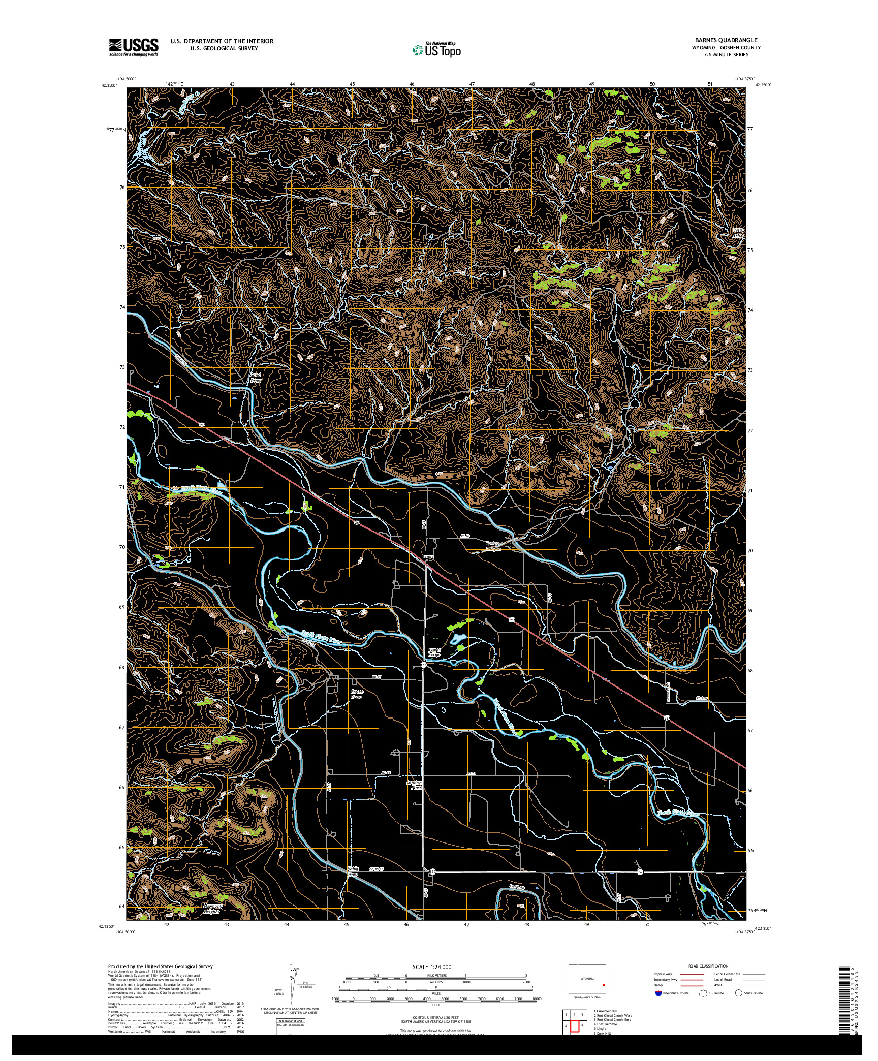 USGS US TOPO 7.5-MINUTE MAP FOR BARNES, WY 2017