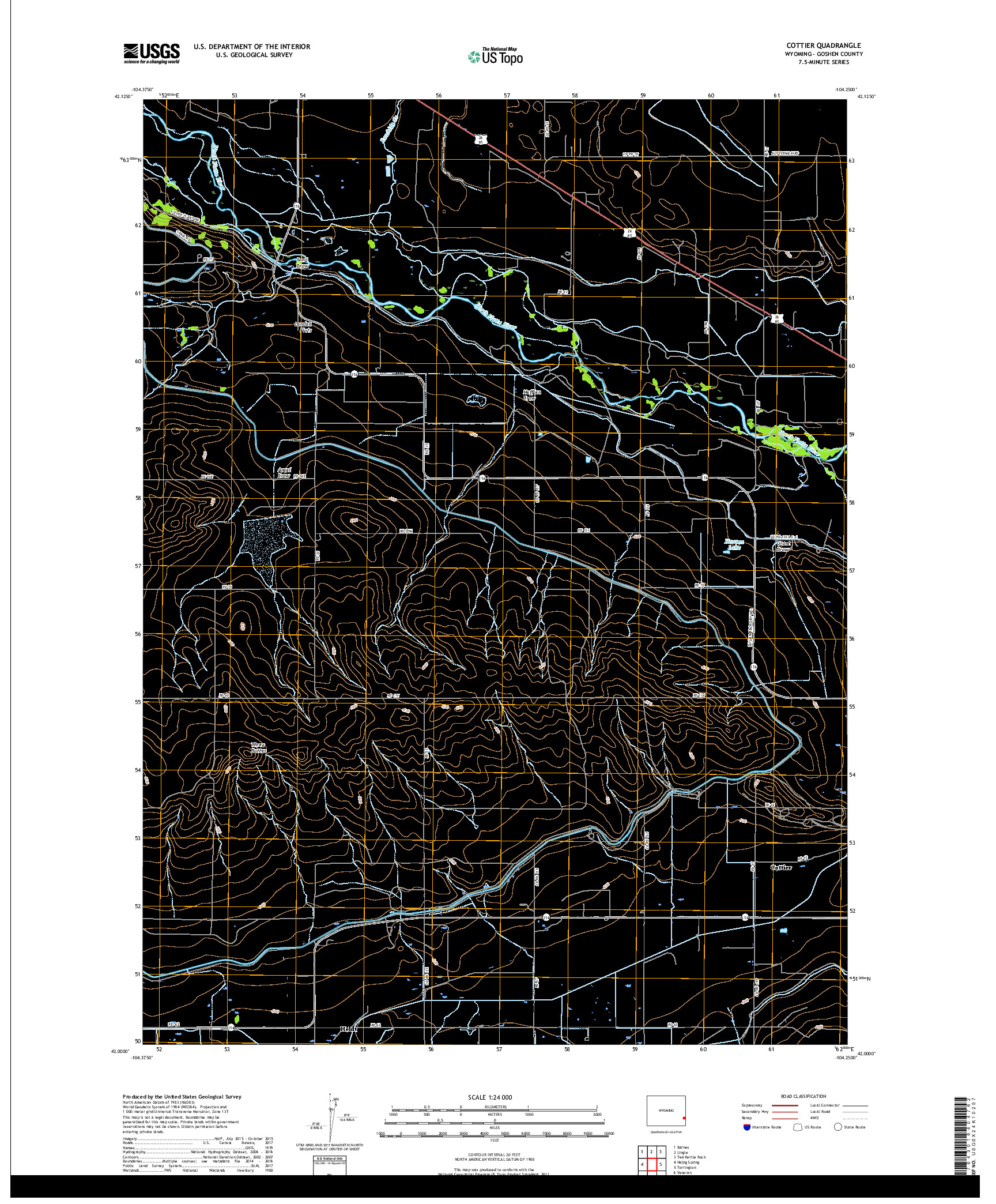 USGS US TOPO 7.5-MINUTE MAP FOR COTTIER, WY 2017