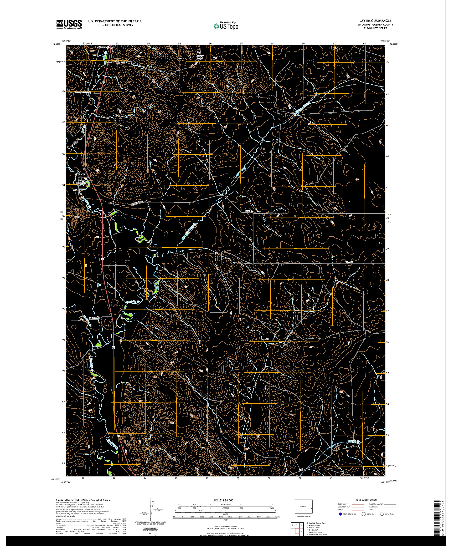 USGS US TOPO 7.5-MINUTE MAP FOR JAY EM, WY 2017