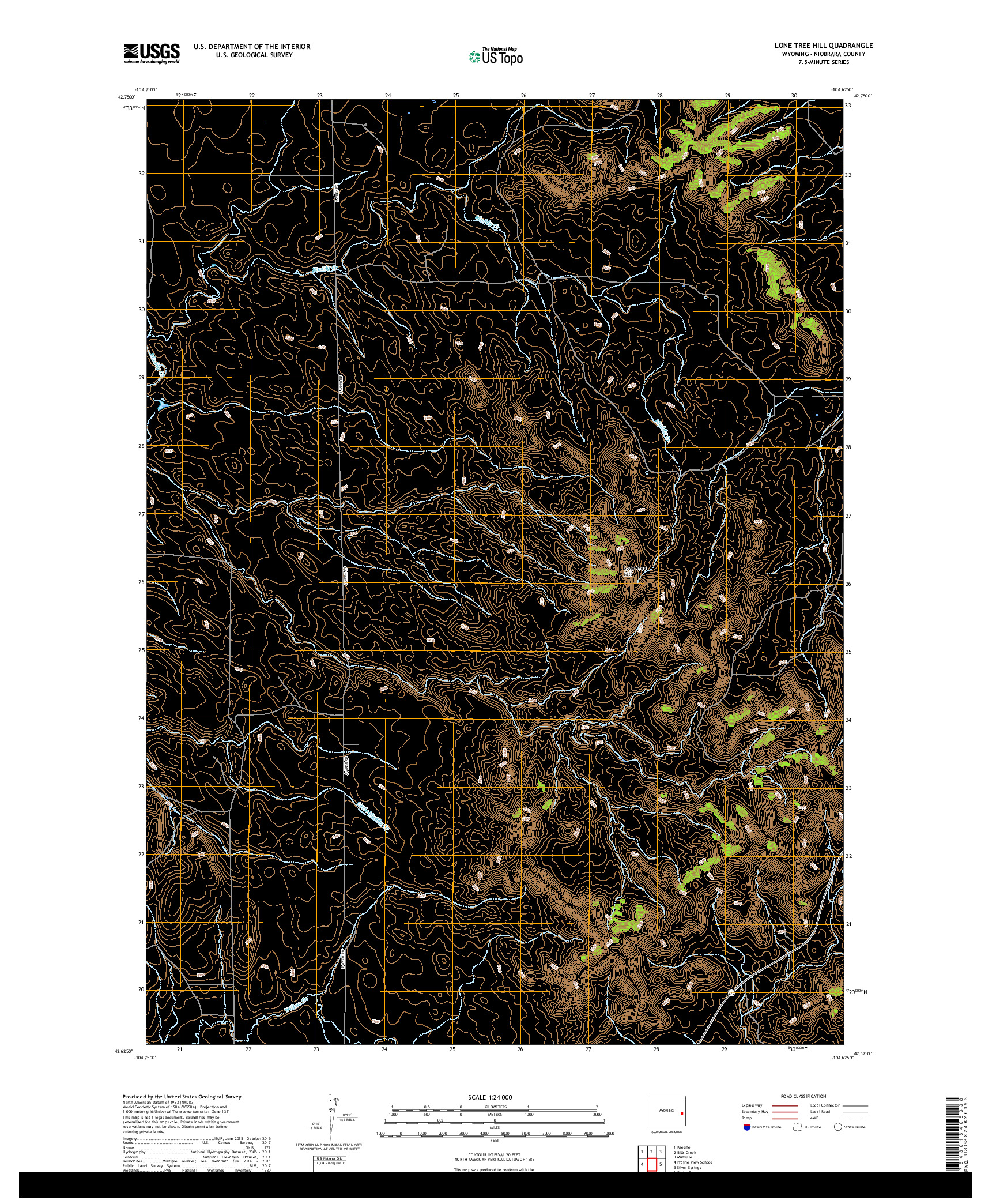 USGS US TOPO 7.5-MINUTE MAP FOR LONE TREE HILL, WY 2017