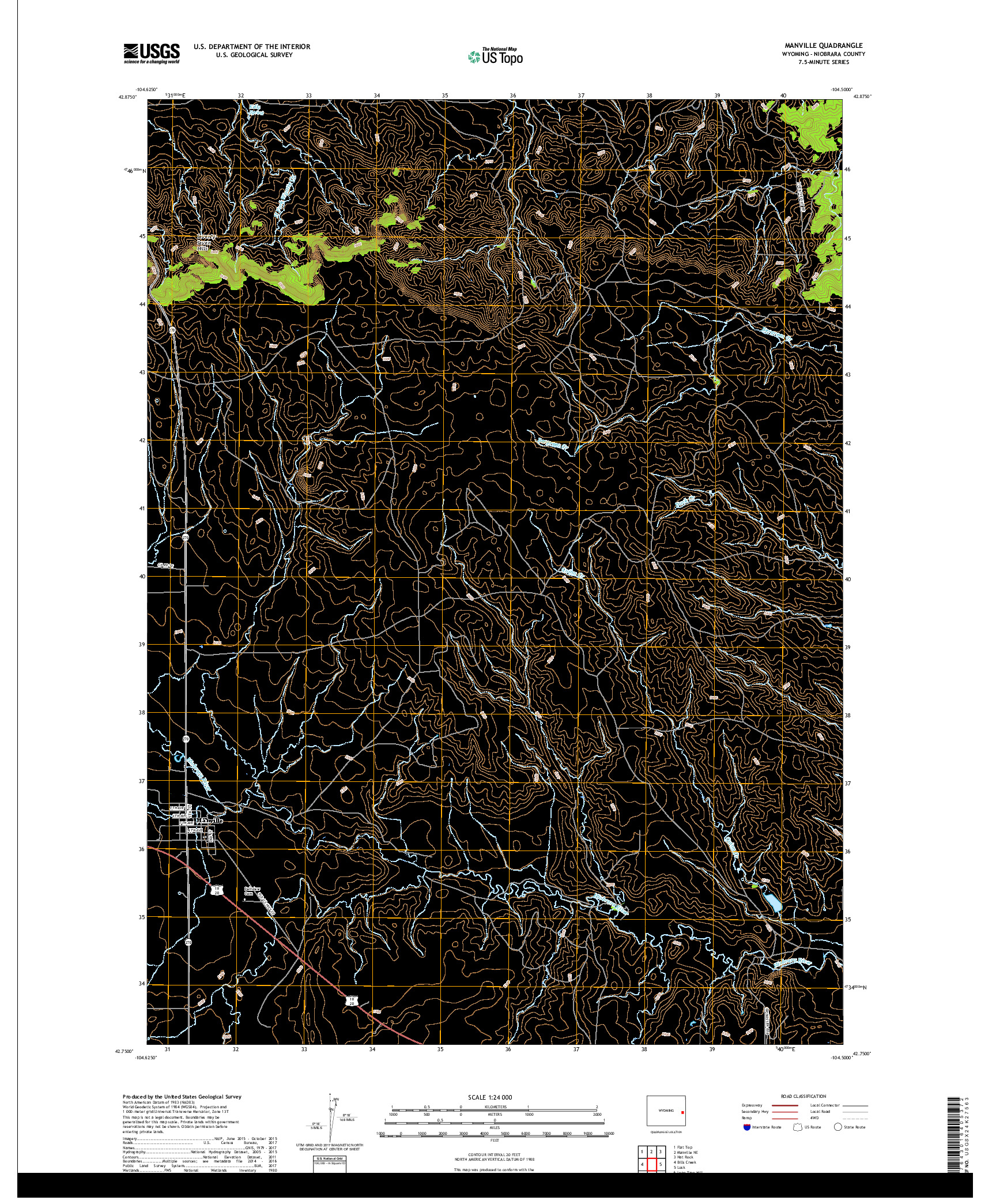 USGS US TOPO 7.5-MINUTE MAP FOR MANVILLE, WY 2017