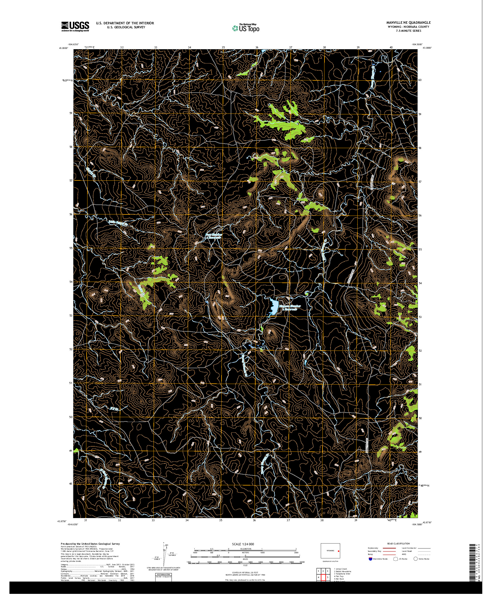 USGS US TOPO 7.5-MINUTE MAP FOR MANVILLE NE, WY 2017